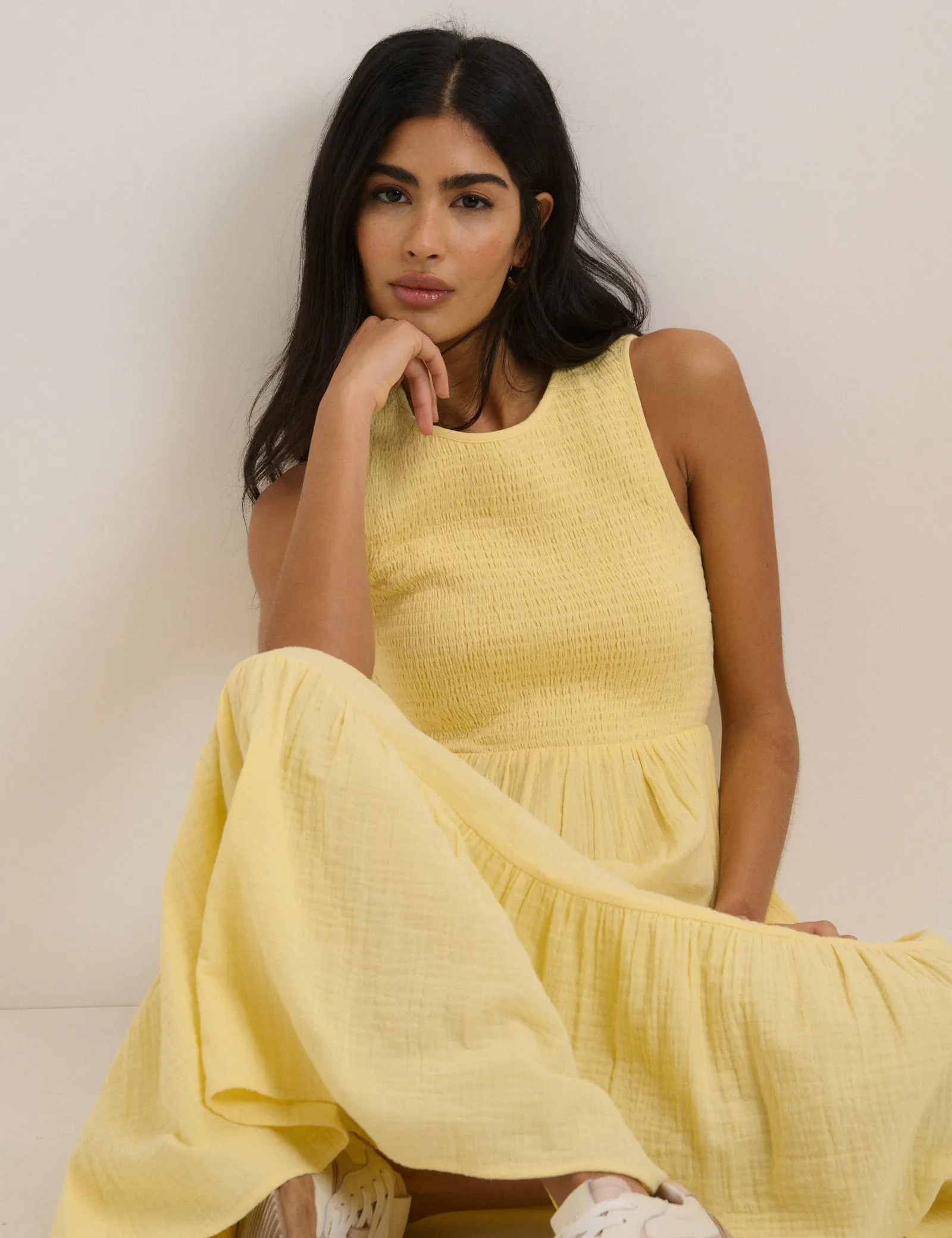 Butter Yellow Sleeveless Charlie Midi Dress sold by Nobody's Child product image thumbnail 2