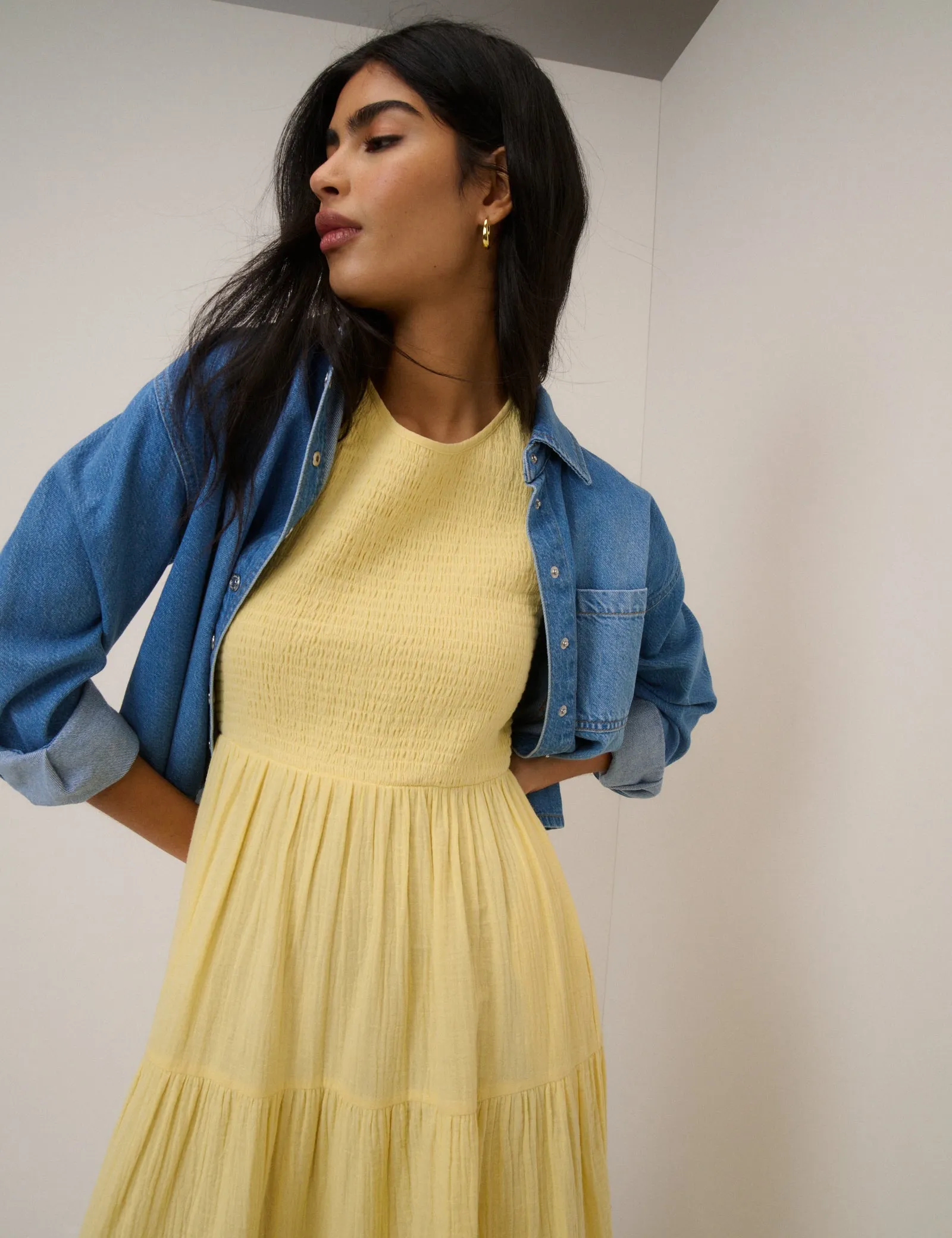 Butter Yellow Sleeveless Charlie Midi Dress sold by Nobody's Child product image thumbnail 4