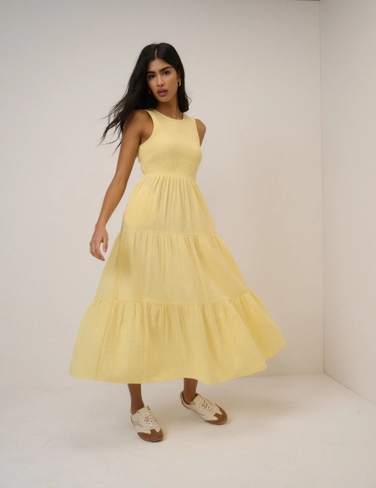 Butter Yellow Sleeveless Charlie Midi Dress sold by Nobody's Child product image thumbnail 3