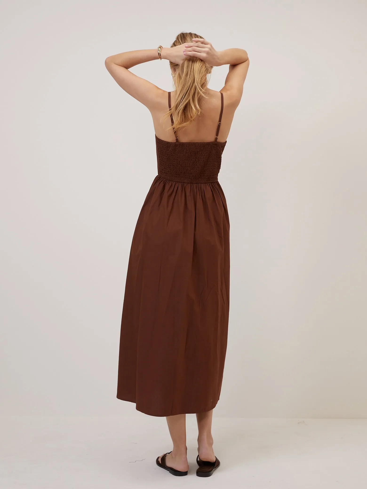 Brown Fitted Bodice Briella Midi Dress sold by Nobody's Child product image thumbnail 5