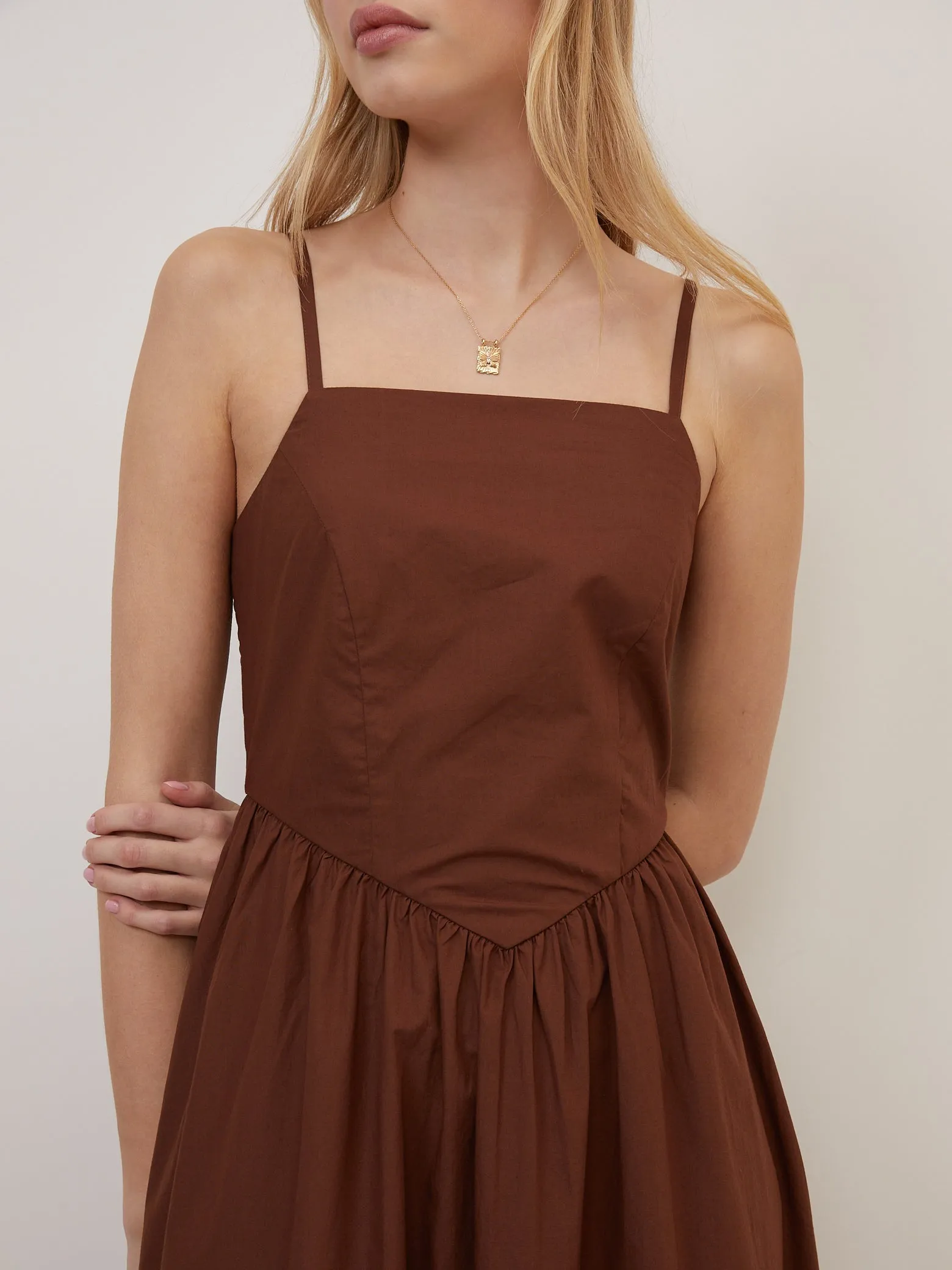 Brown Fitted Bodice Briella Midi Dress sold by Nobody's Child product image thumbnail 2