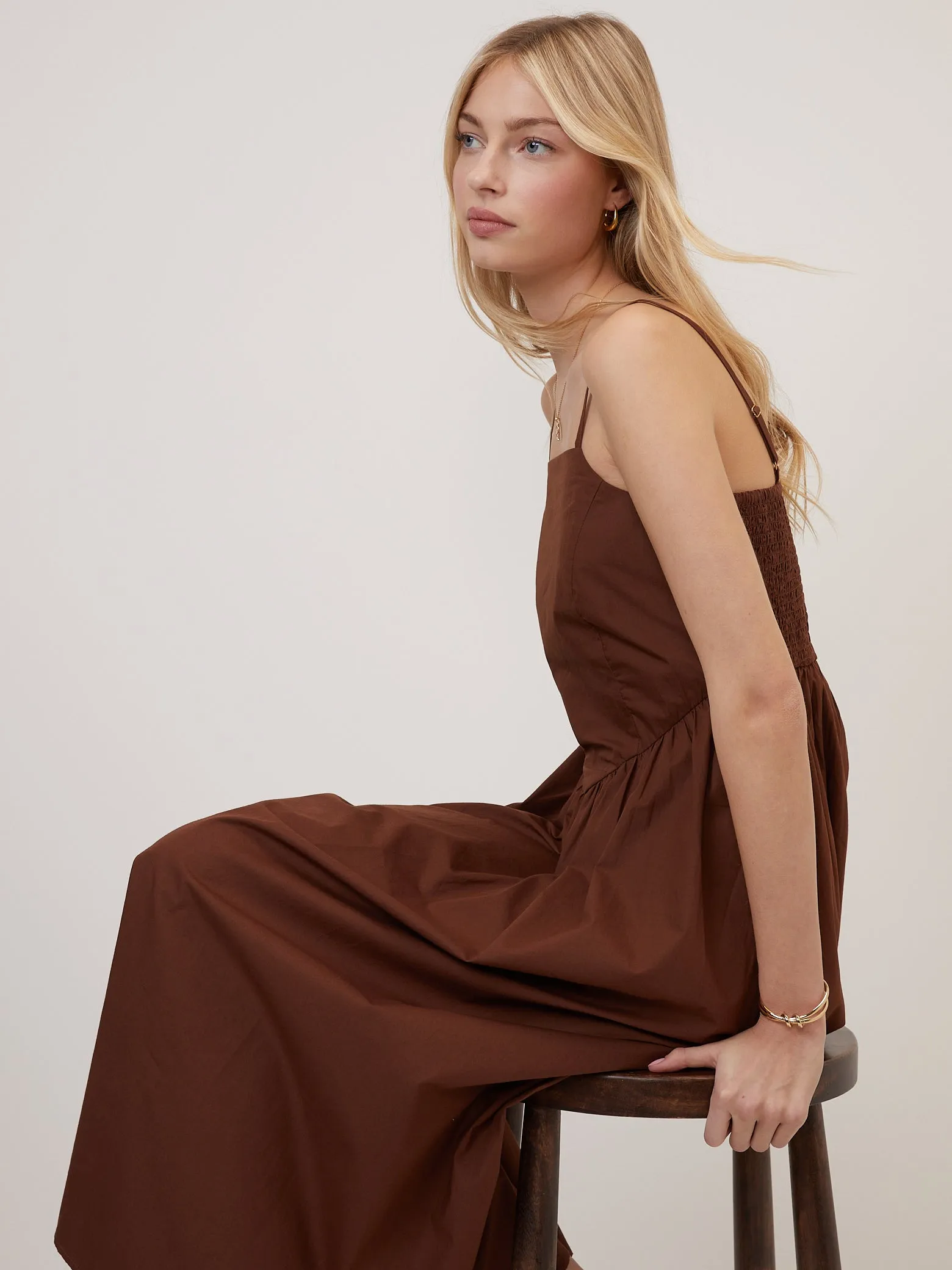 Brown Fitted Bodice Briella Midi Dress sold by Nobody's Child product image thumbnail 3