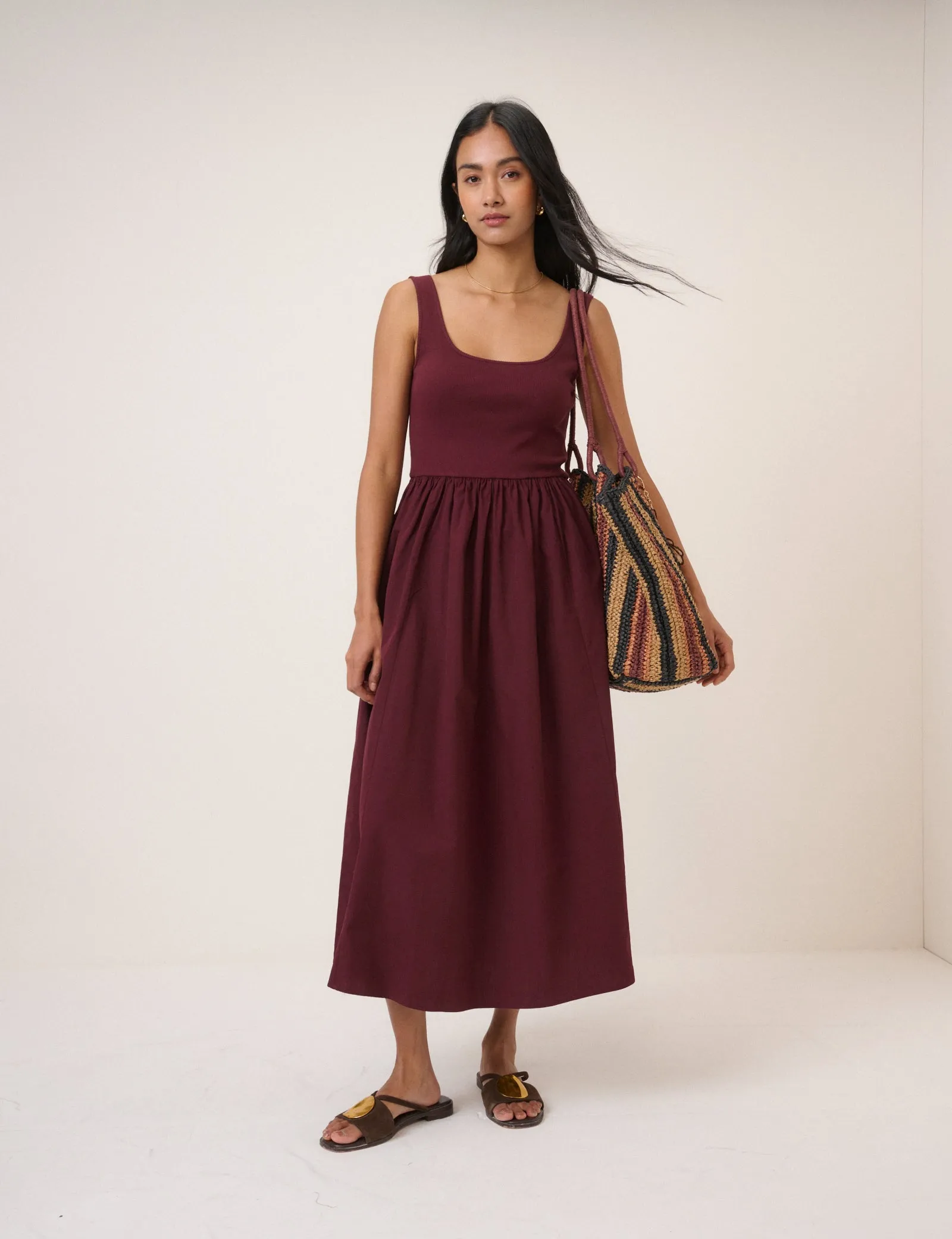 Burgundy Colorado Midi Dress sold by Nobody's Child
