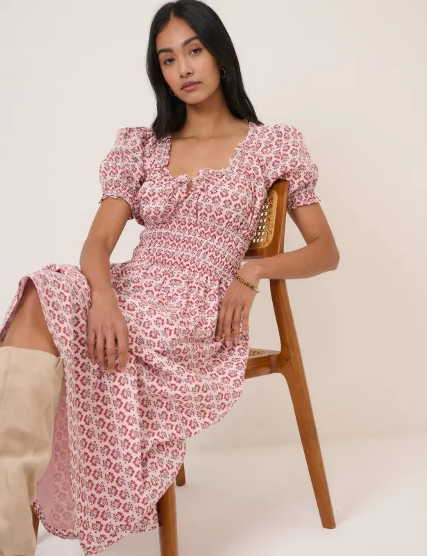 Pink Floral Tula Midi Dress sold by Nobody's Child