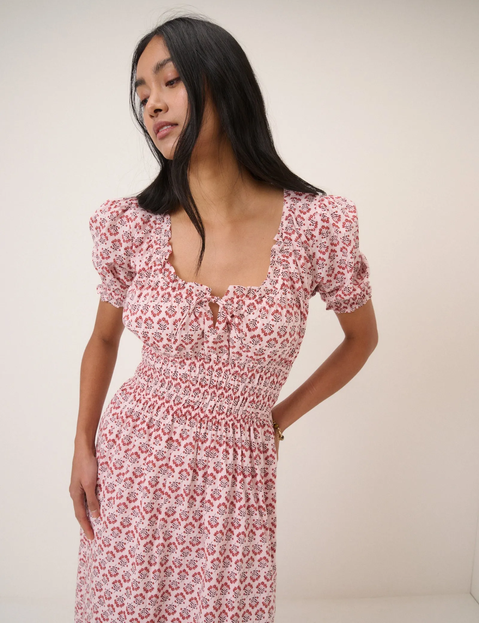 Pink Floral Tula Midi Dress sold by Nobody's Child product image thumbnail 4