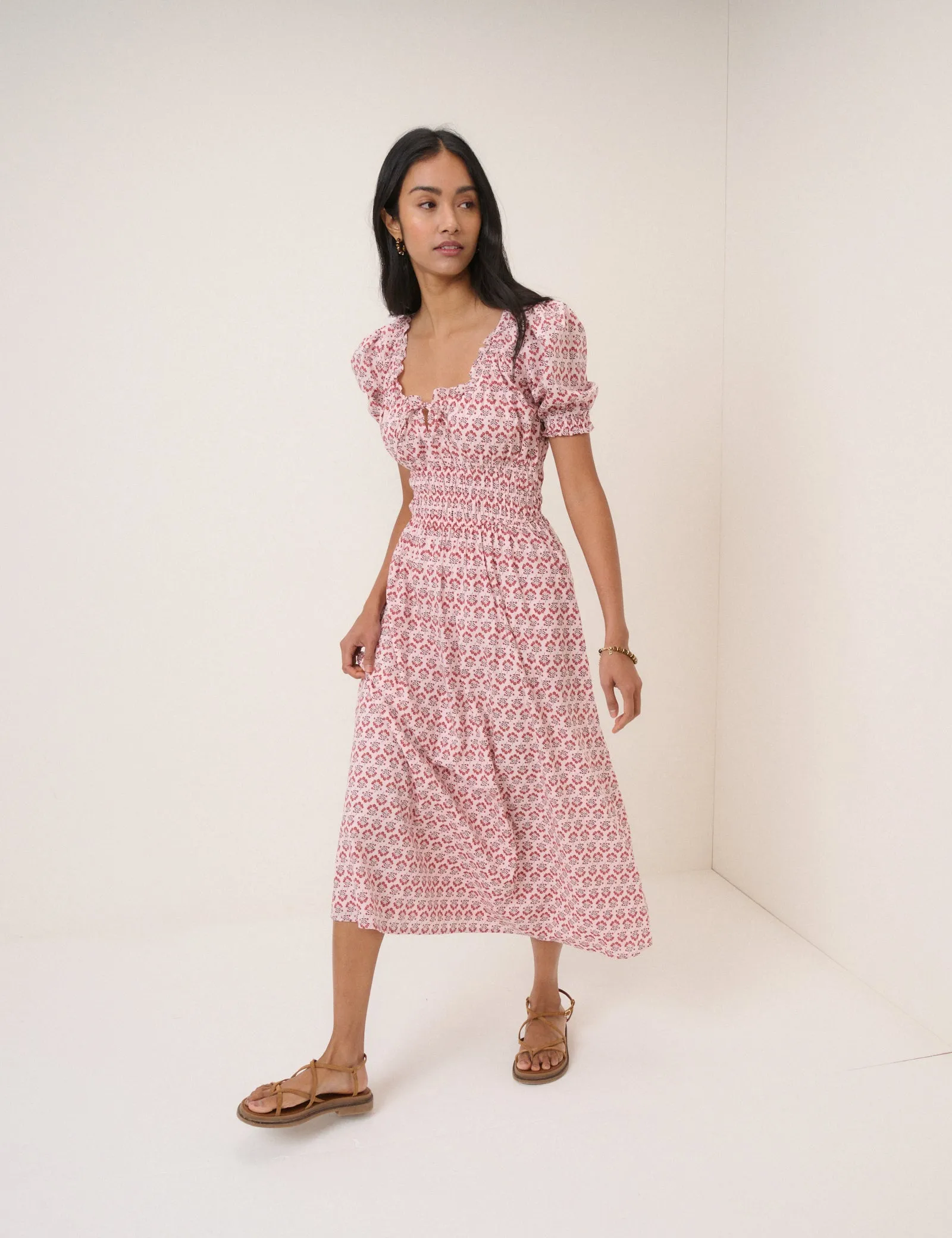 Pink Floral Tula Midi Dress sold by Nobody's Child product image thumbnail 3