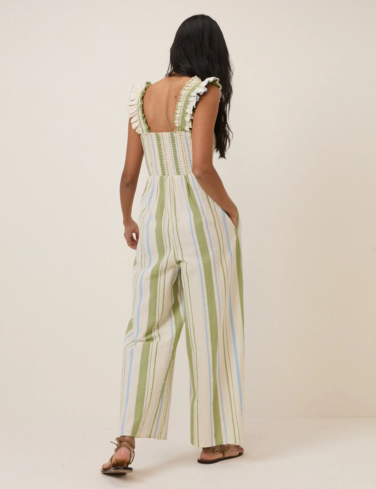 Green & Blue Stripe Maya Jumpsuit sold by Nobody's Child product image thumbnail 5