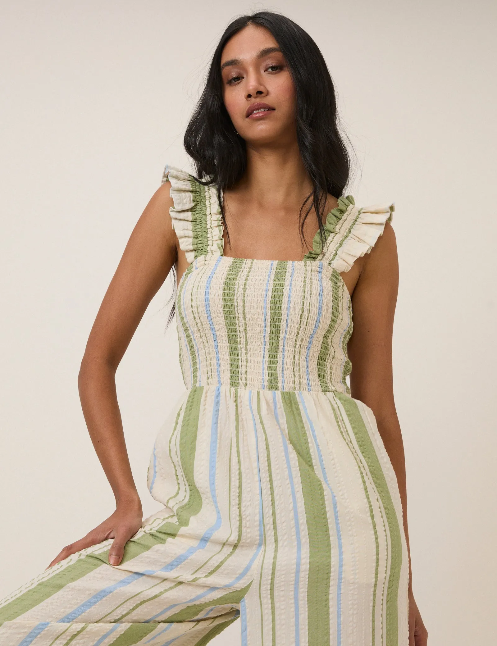 Green & Blue Stripe Maya Jumpsuit sold by Nobody's Child product image thumbnail 2