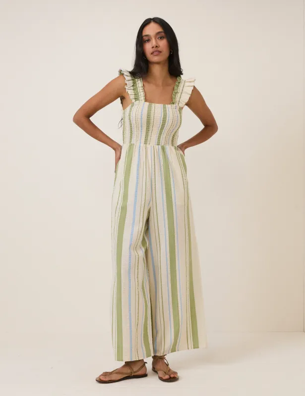 Green & Blue Stripe Maya Jumpsuit sold by Nobody's Child