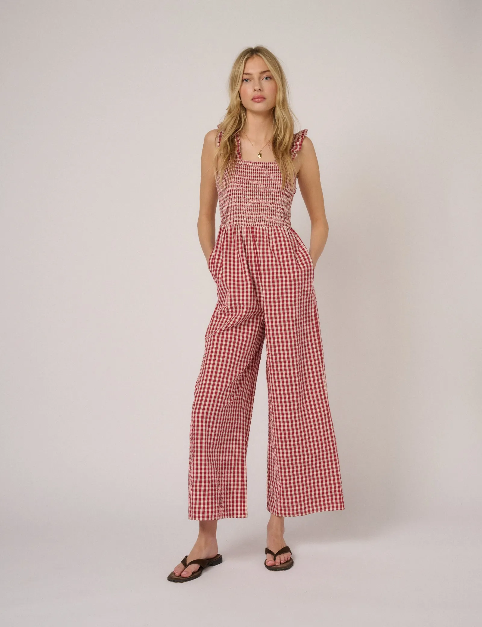 Red Gingham Maya Jumpsuit sold by Nobody's Child