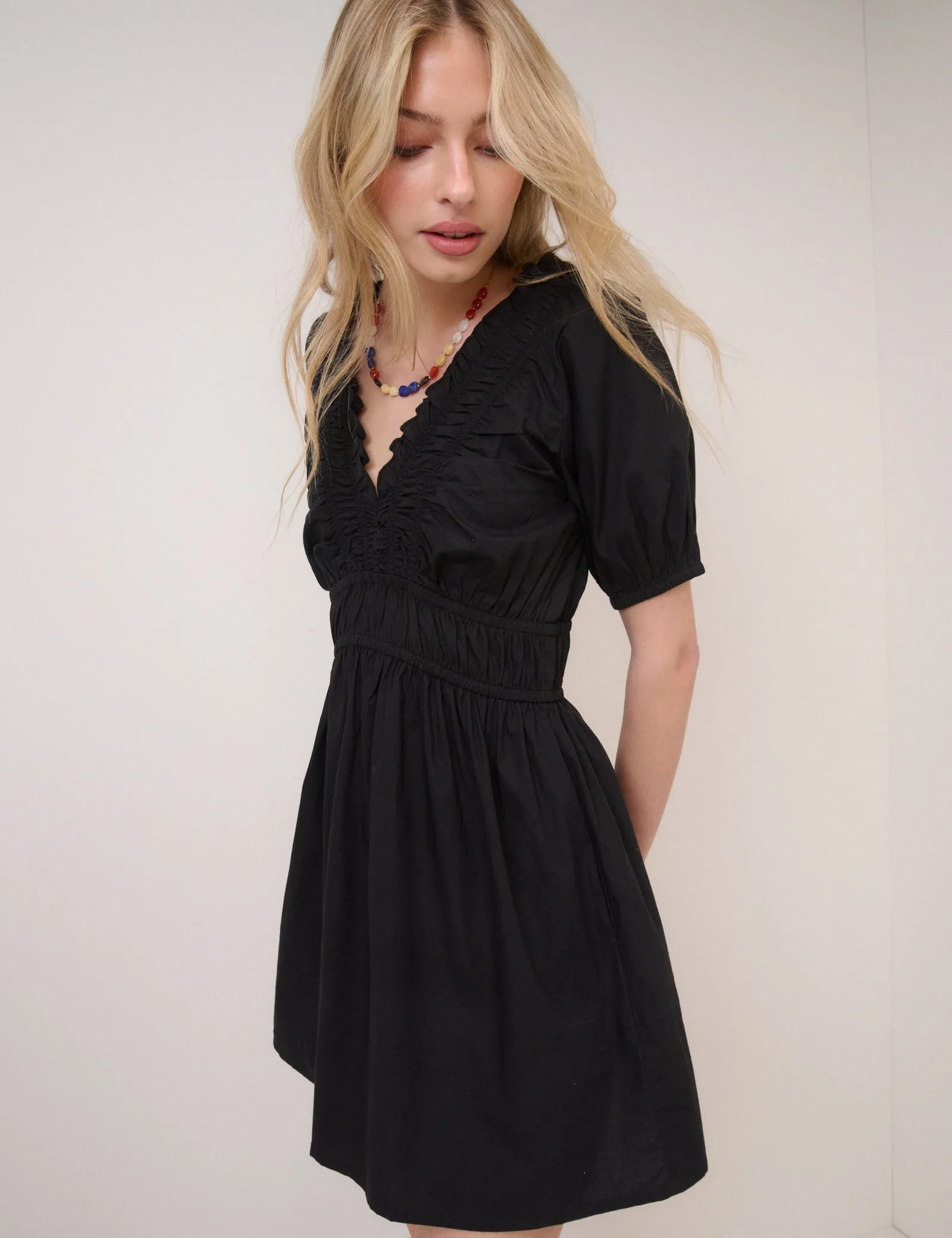 Black Puff Sleeve Madison Mini Dress sold by Nobody's Child product image thumbnail 2