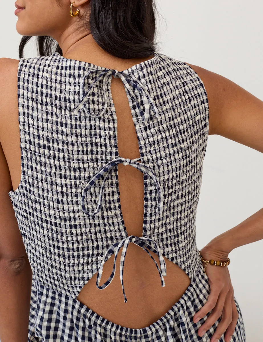 Navy Gingham Ruth Jumpsuit sold by Nobody's Child product image thumbnail 4