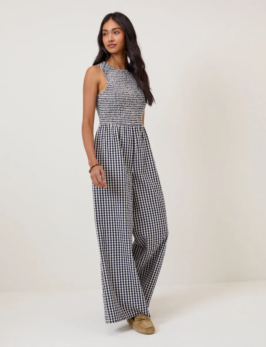 Navy Gingham Ruth Jumpsuit sold by Nobody's Child