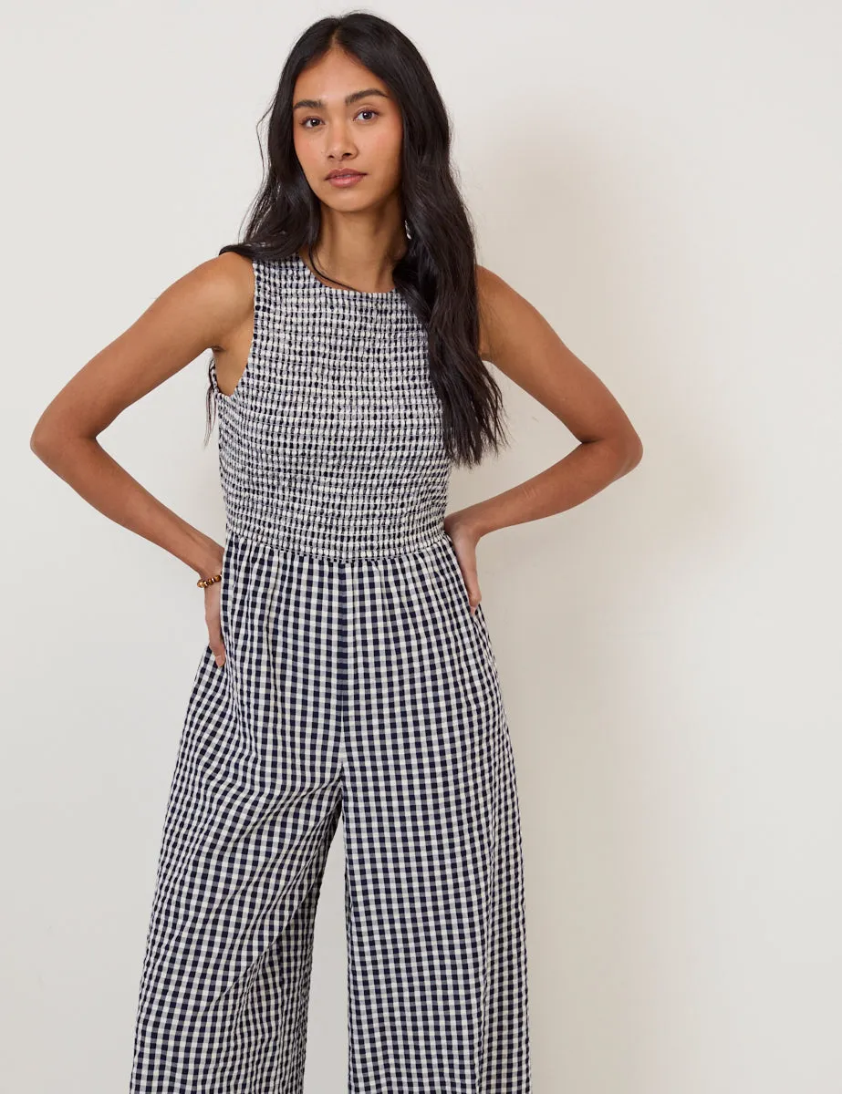 Navy Gingham Ruth Jumpsuit sold by Nobody's Child product image thumbnail 2
