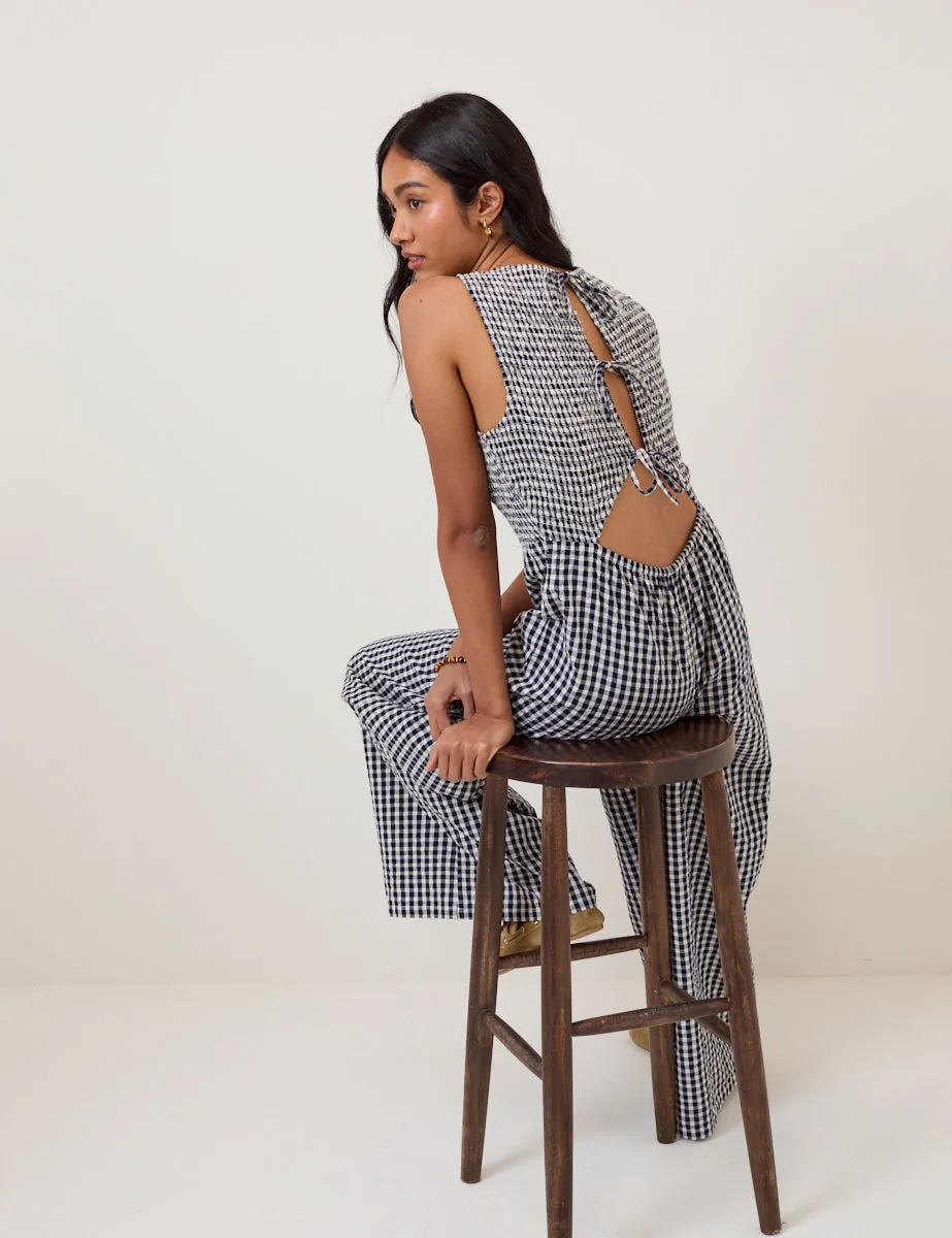 Navy Gingham Ruth Jumpsuit sold by Nobody's Child product image thumbnail 3