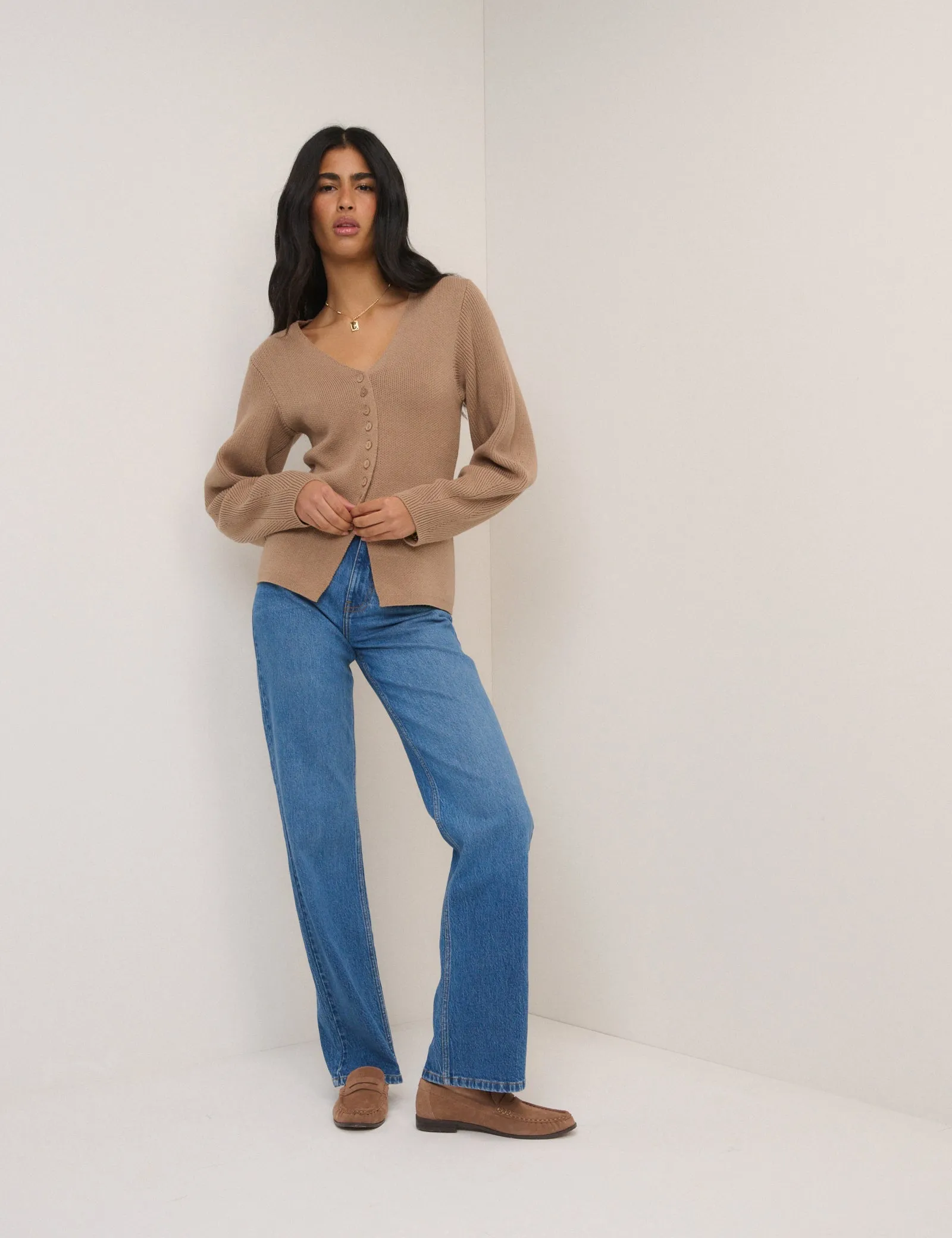 Light Brown Longline Cardigan sold by Nobody's Child product image thumbnail 3