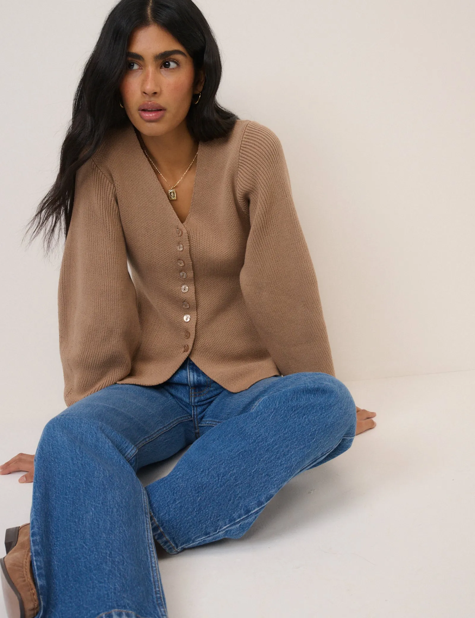 Light Brown Longline Cardigan sold by Nobody's Child product image thumbnail 4