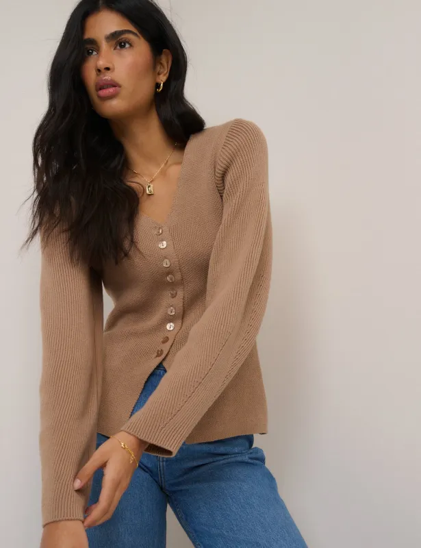 Light Brown Longline Cardigan sold by Nobody's Child