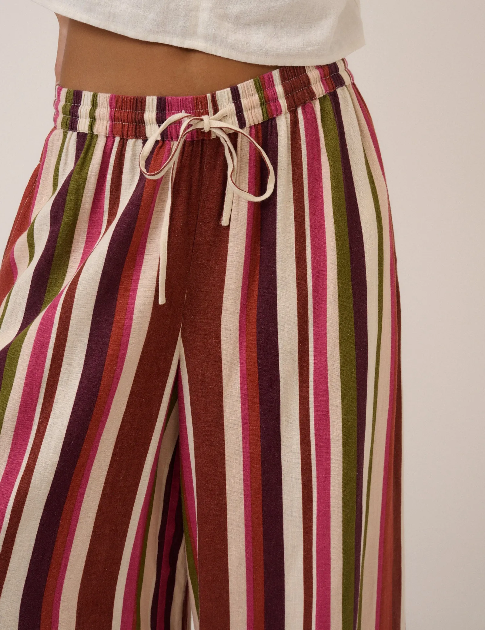 Multi-Coloured Striped Split Hem Wide Leg Trousers sold by Nobody's Child product image thumbnail 2