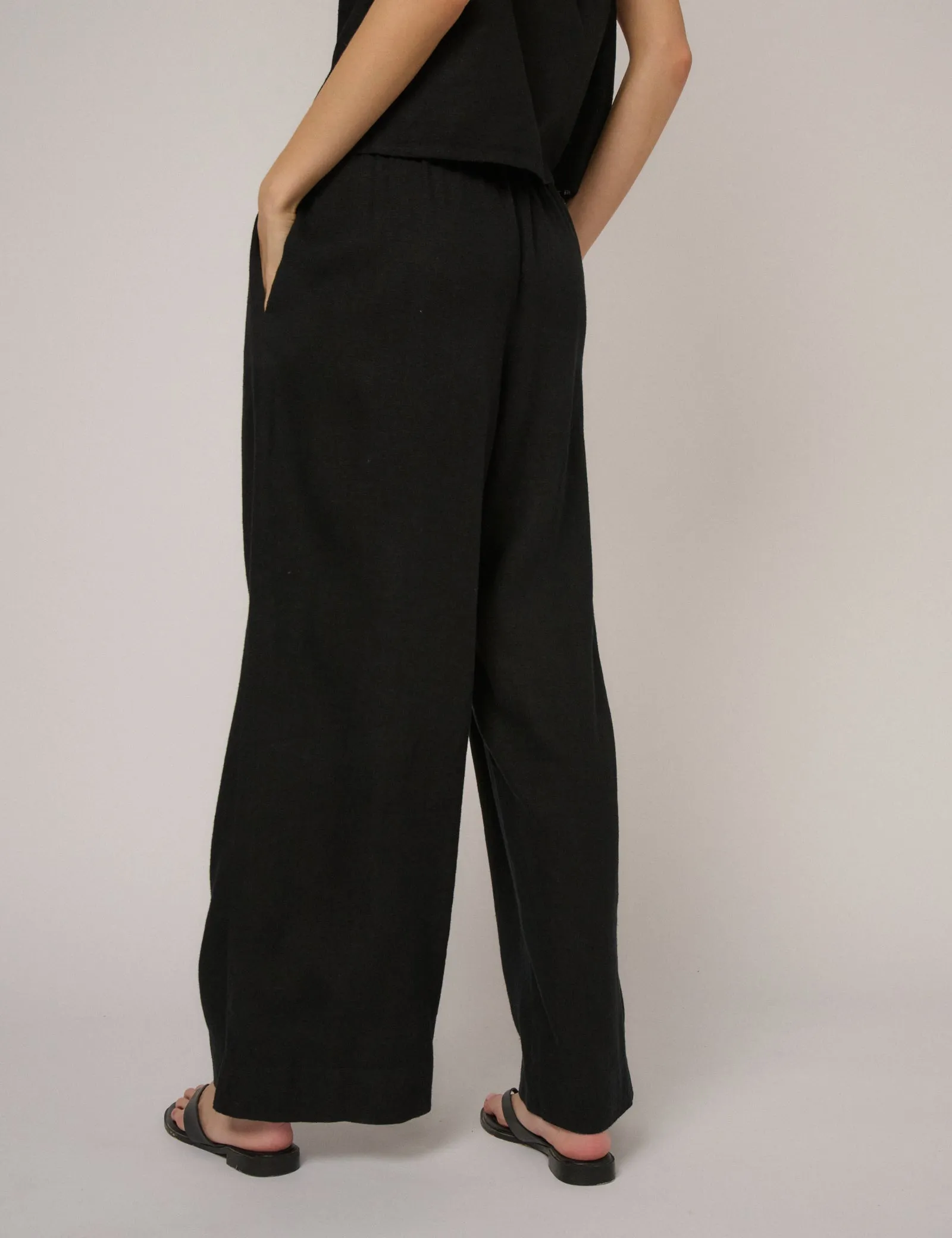 Black Linen-Blend Low Waisted Trousers sold by Nobody's Child product image thumbnail 5