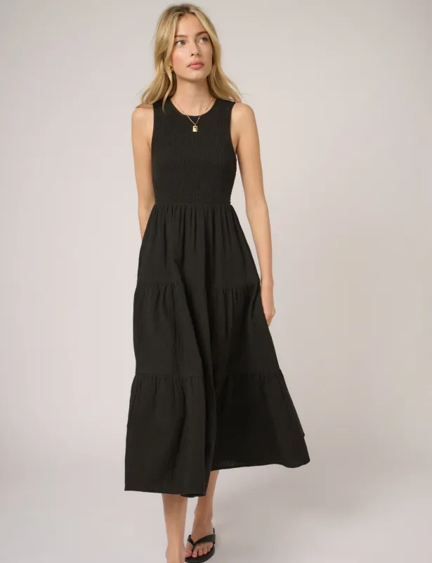 Black Sleeveless Charlie Midi Dress sold by Nobody's Child