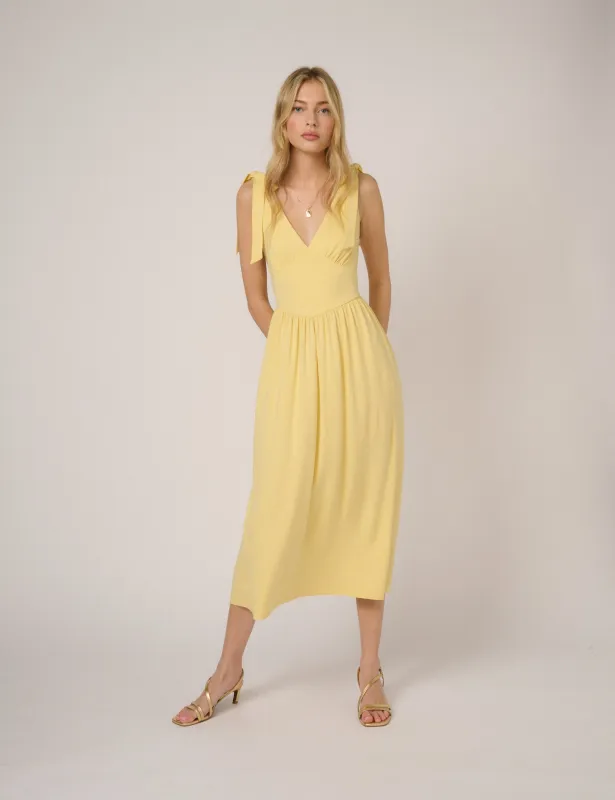 Butter Yellow Addison Midi Dress sold by Nobody's Child