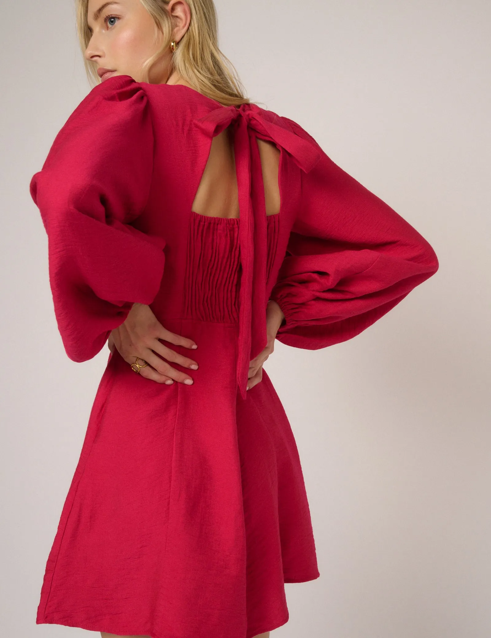 Pink Balloon Sleeve Nicki Mini Dress sold by Nobody's Child product image thumbnail 2