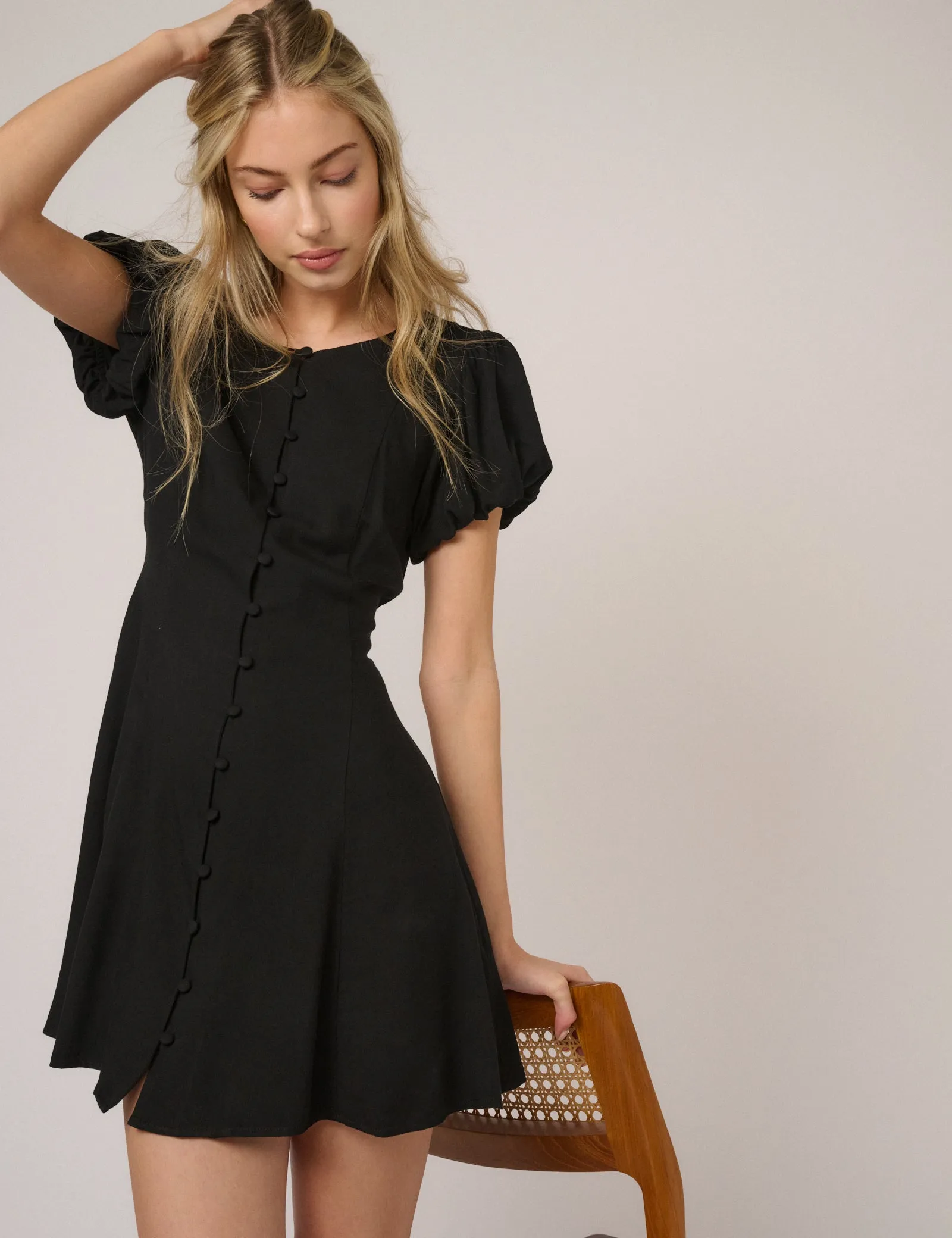 Black Puff Sleeve Tilla Mini Dress sold by Nobody's Child product image thumbnail 2