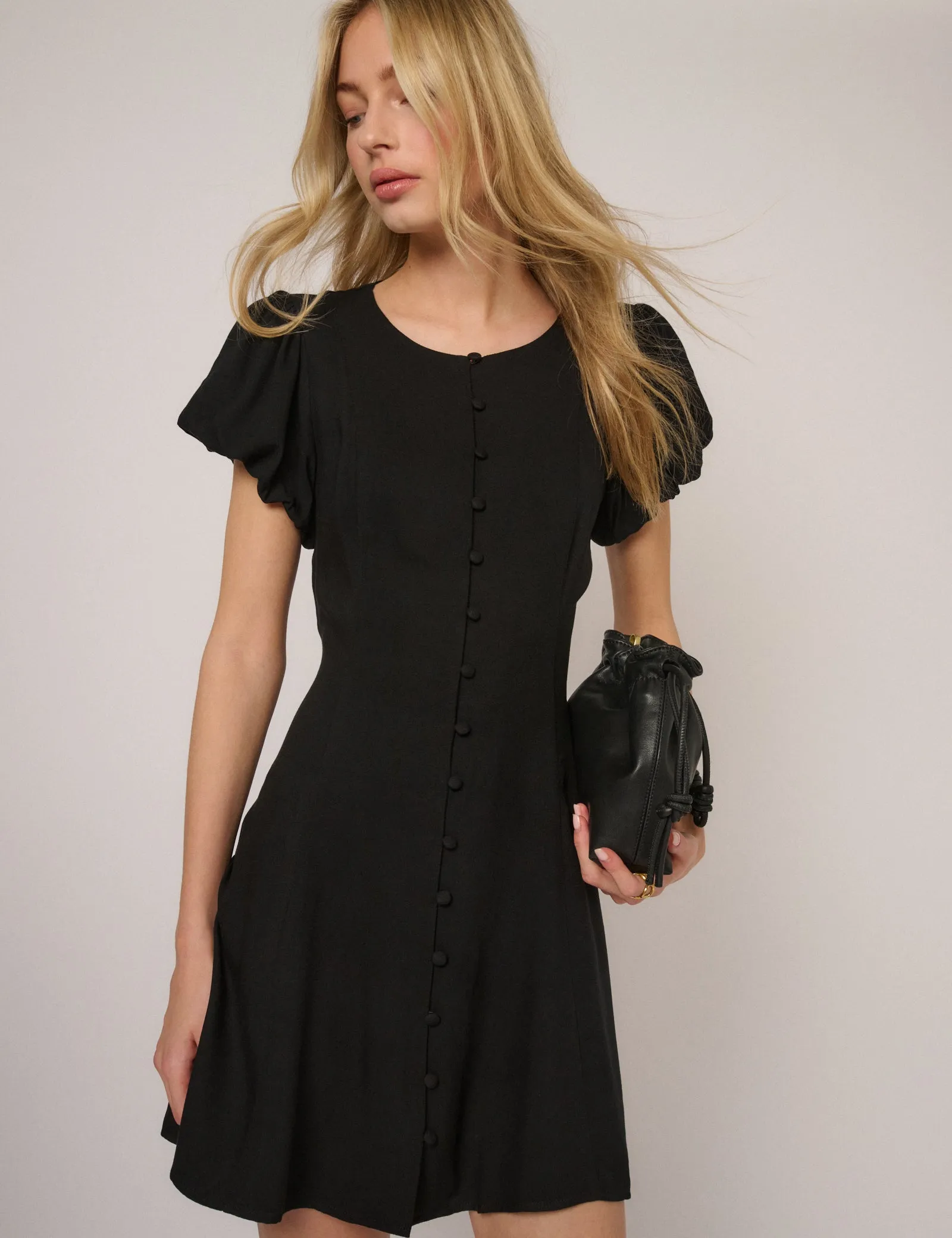 Black Puff Sleeve Tilla Mini Dress sold by Nobody's Child product image thumbnail 4