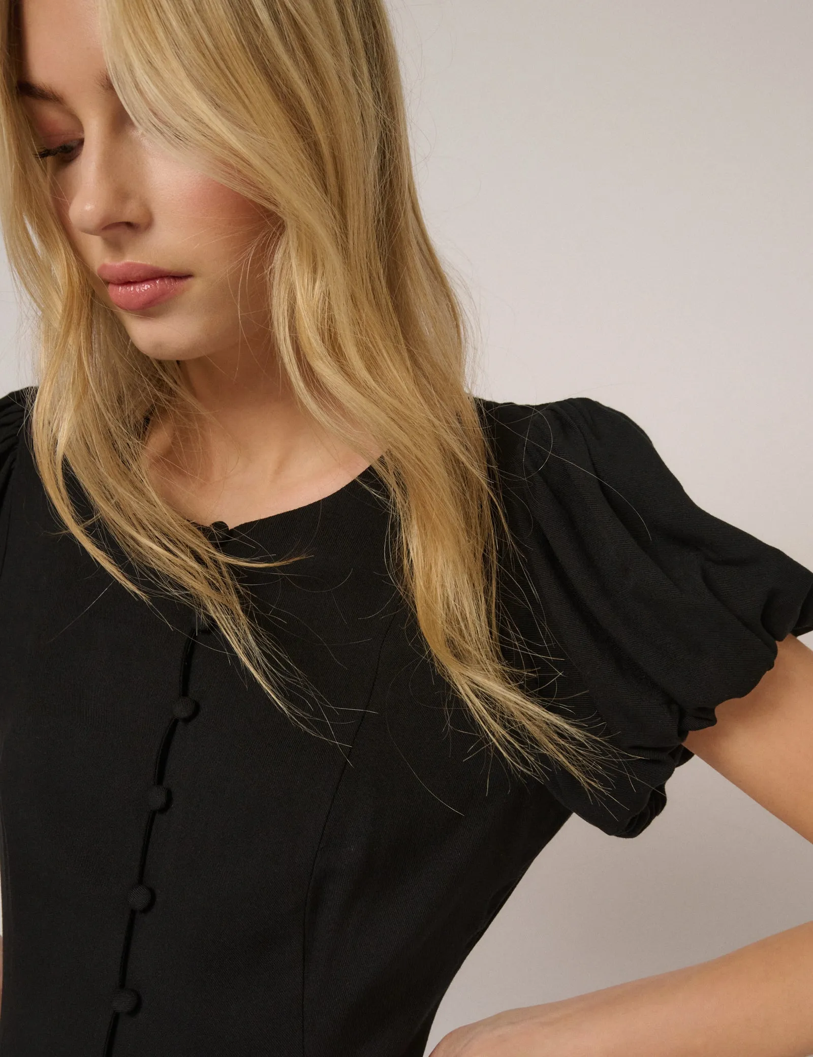 Black Puff Sleeve Tilla Mini Dress sold by Nobody's Child product image thumbnail 3
