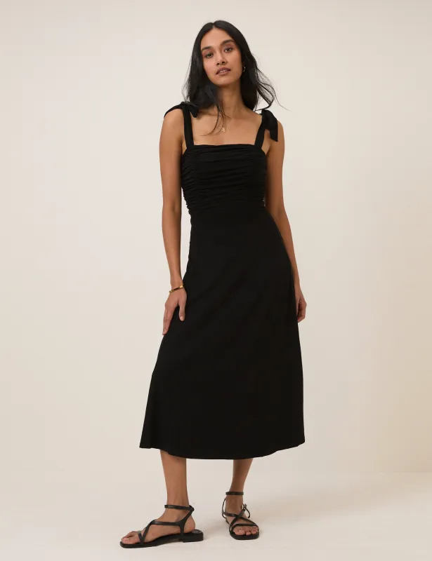 Black Tie Shoulder Hattie Midi Dress sold by Nobody's Child