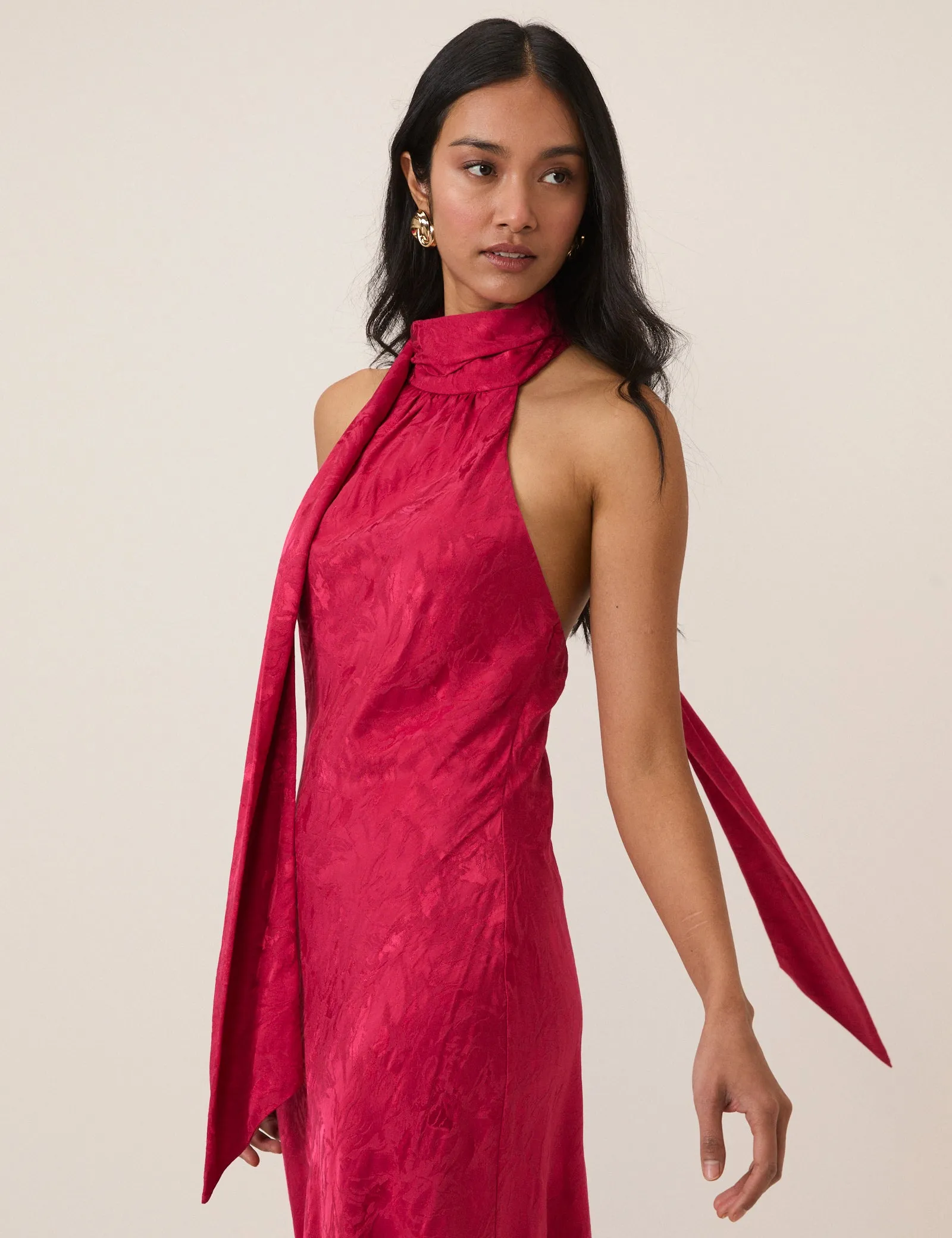 Pink Floral Jacquard Fifi Midi Dress sold by Nobody's Child product image thumbnail 2