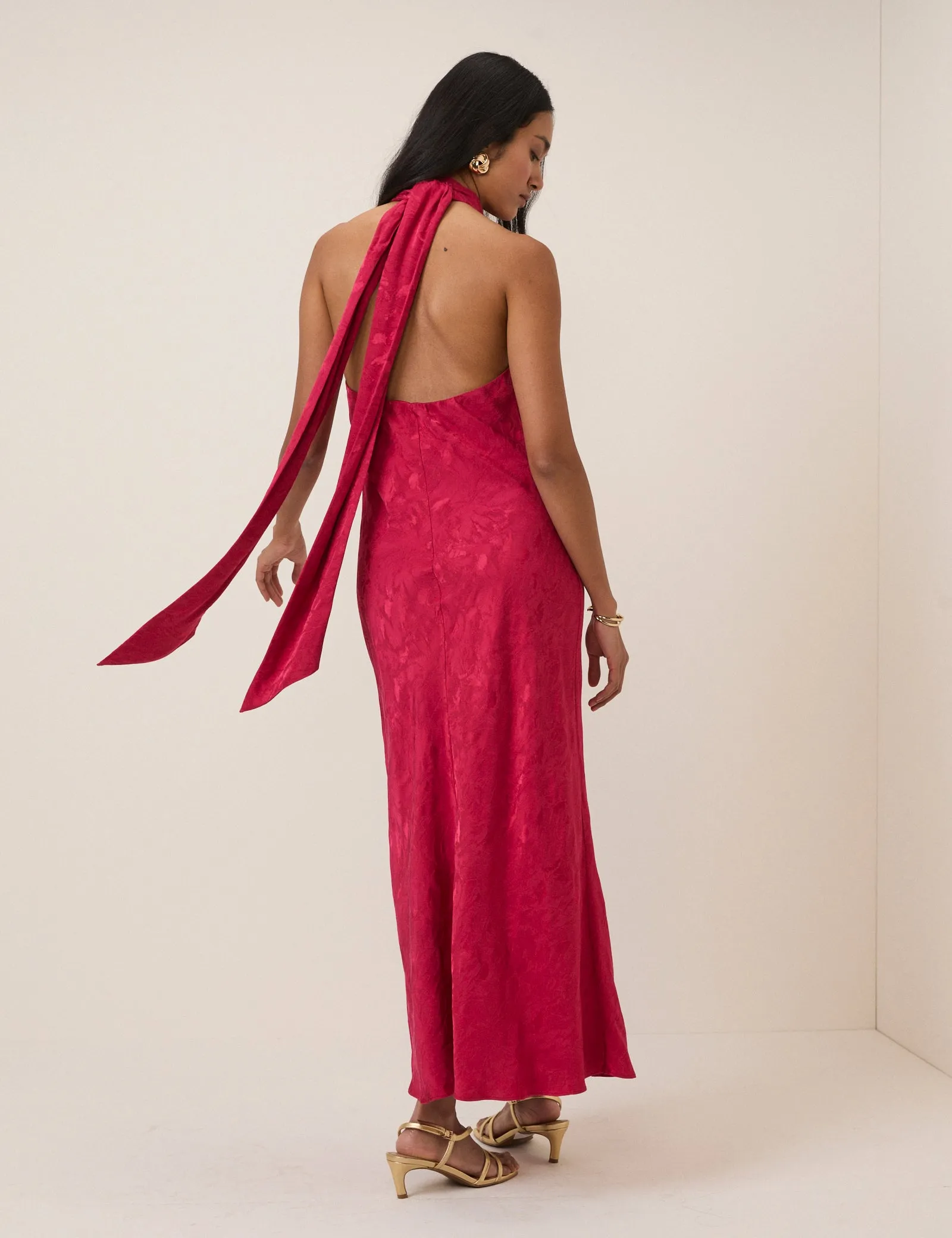 Pink Floral Jacquard Fifi Midi Dress sold by Nobody's Child product image thumbnail 5