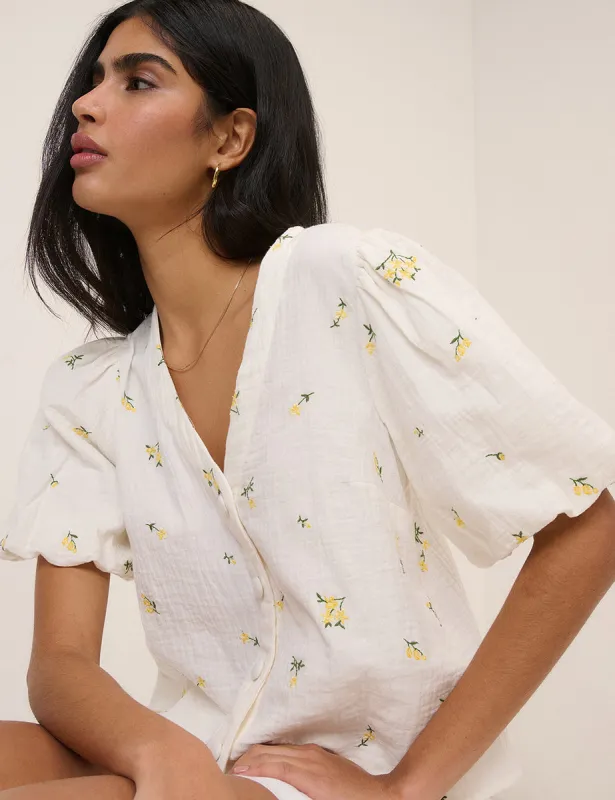 White Ditsy Floral Brooke Top sold by Nobody's Child