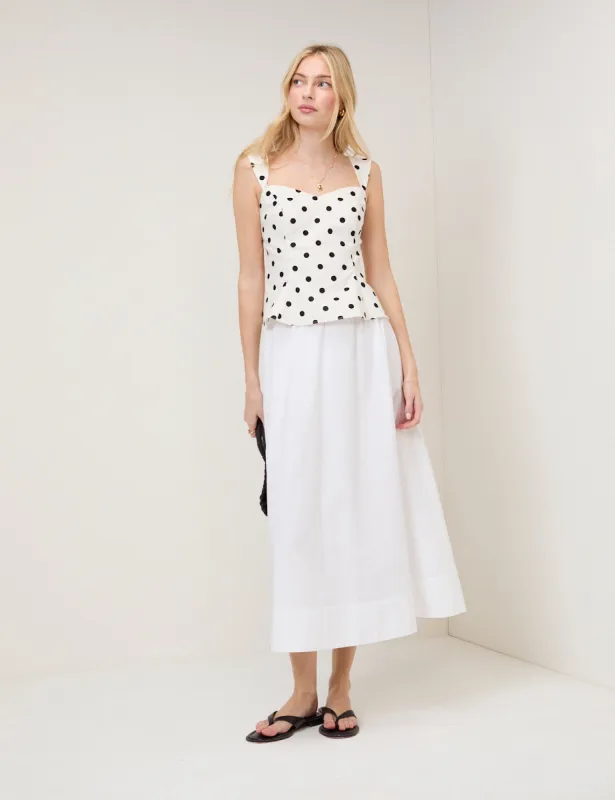 White Poplin Midi Skirt sold by Nobody's Child