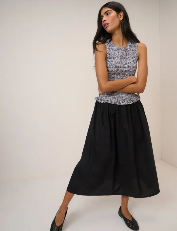 Gingham Shirred Bodice Drina Midi Dress sold by Nobody's Child