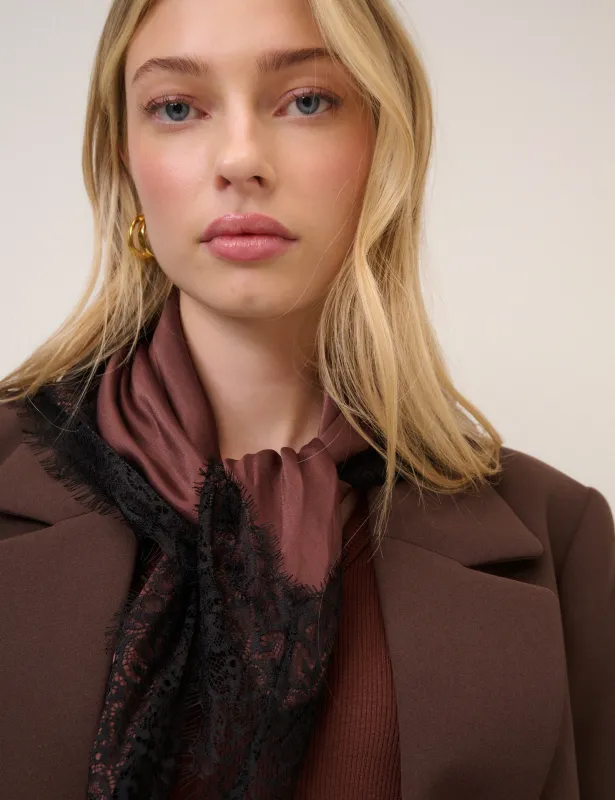 Brown Lace Trim Scarf sold by Nobody's Child