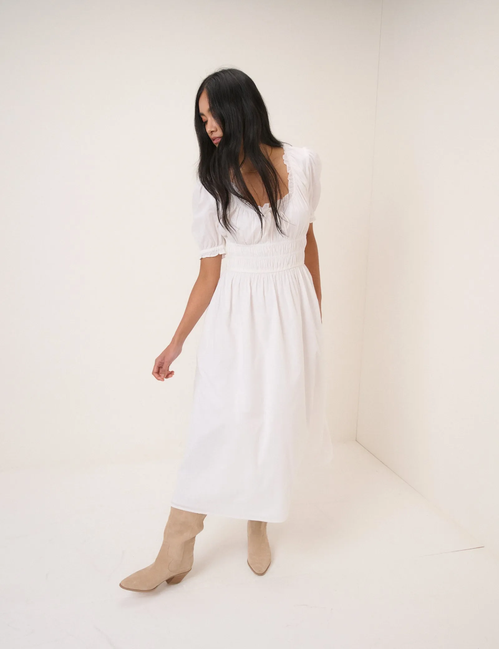 White Collared Orla Midi Dress sold by Nobody's Child product image thumbnail 4