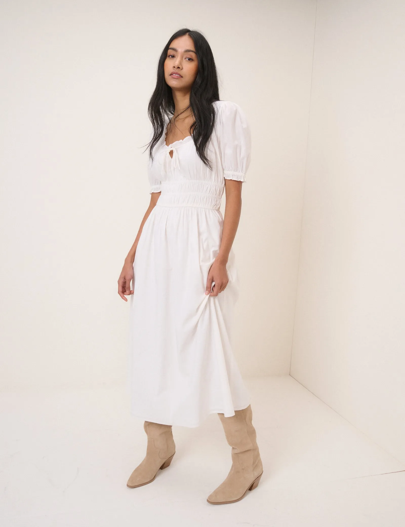White Collared Orla Midi Dress sold by Nobody's Child