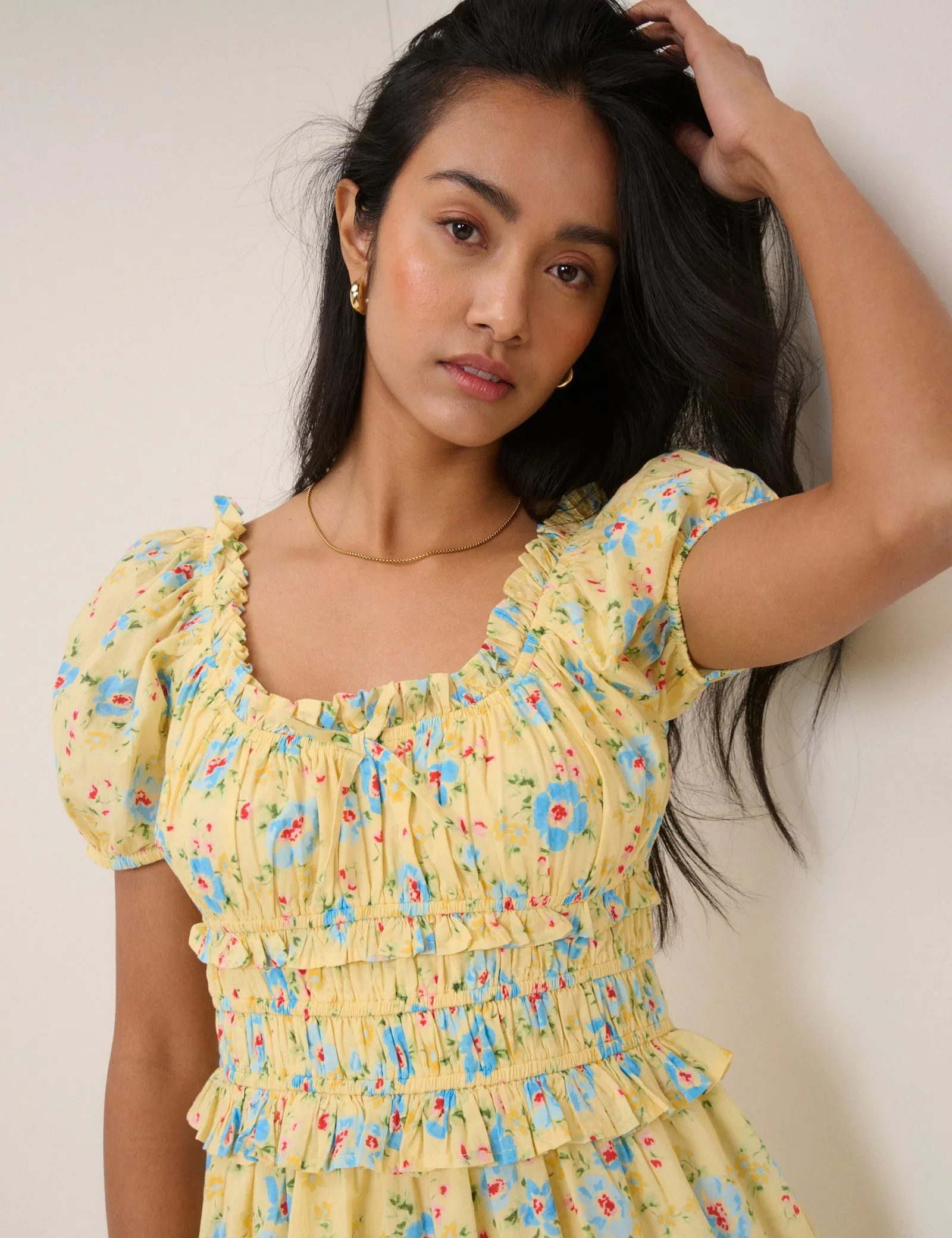 Butter Yellow Floral Ariel Midi Dress sold by Nobody's Child product image thumbnail 2