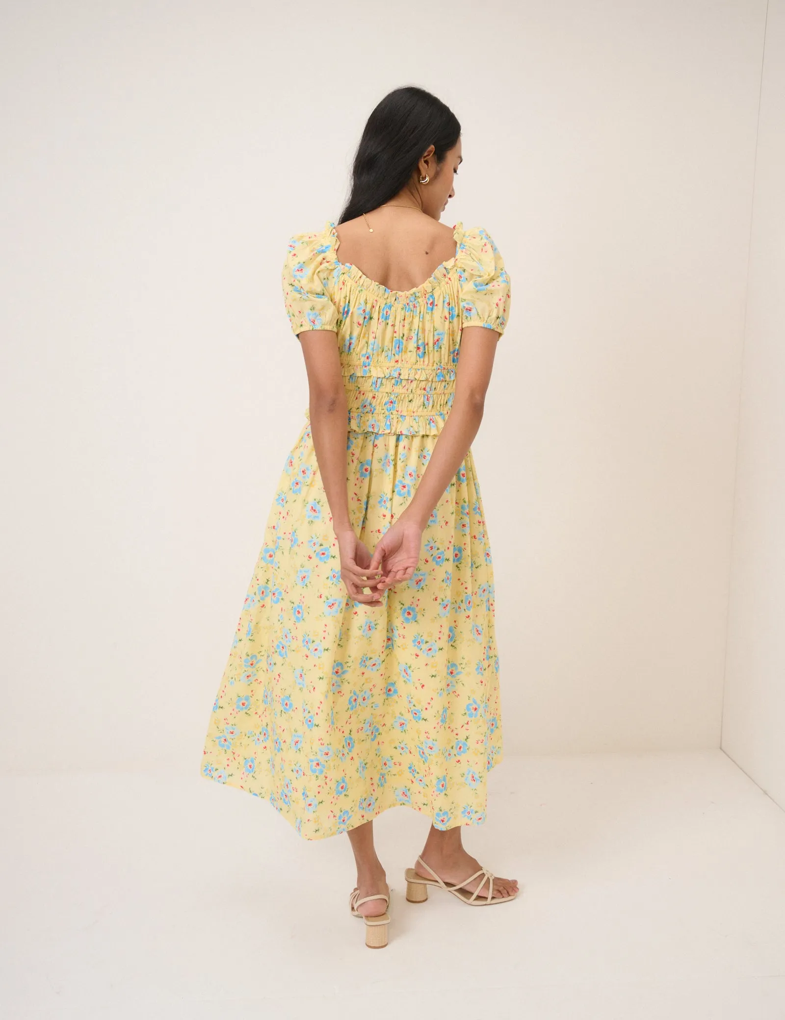 Butter Yellow Floral Ariel Midi Dress sold by Nobody's Child product image thumbnail 5