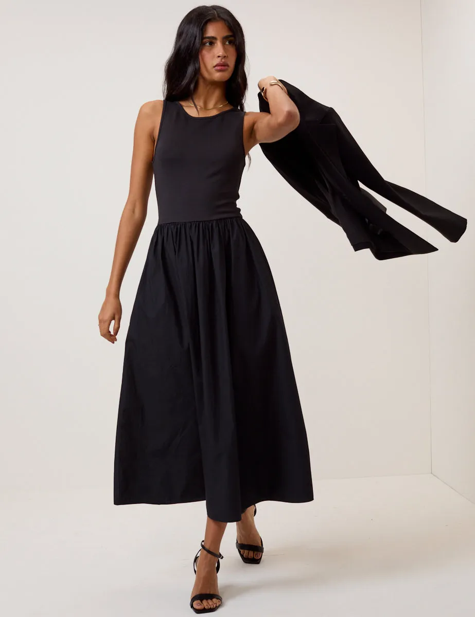 Black Sleeveless Drop Waist Vera Midi Dress sold by Nobody's Child product image thumbnail 4