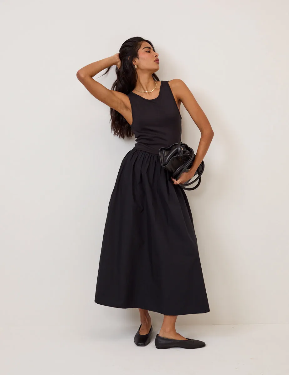 Black Sleeveless Drop Waist Vera Midi Dress sold by Nobody's Child product image thumbnail 2