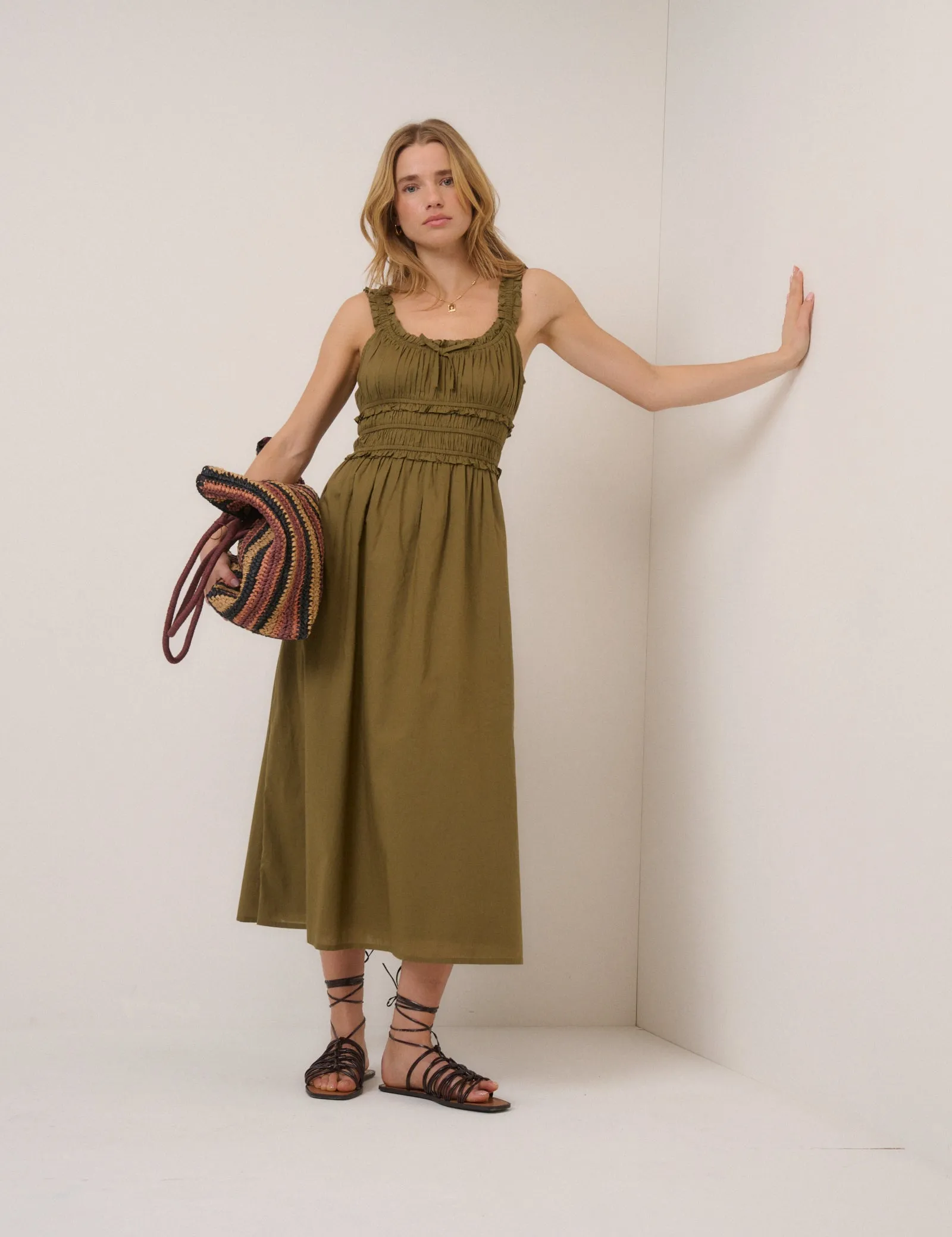 Green Sleeveless Ariel Midi Dress sold by Nobody's Child