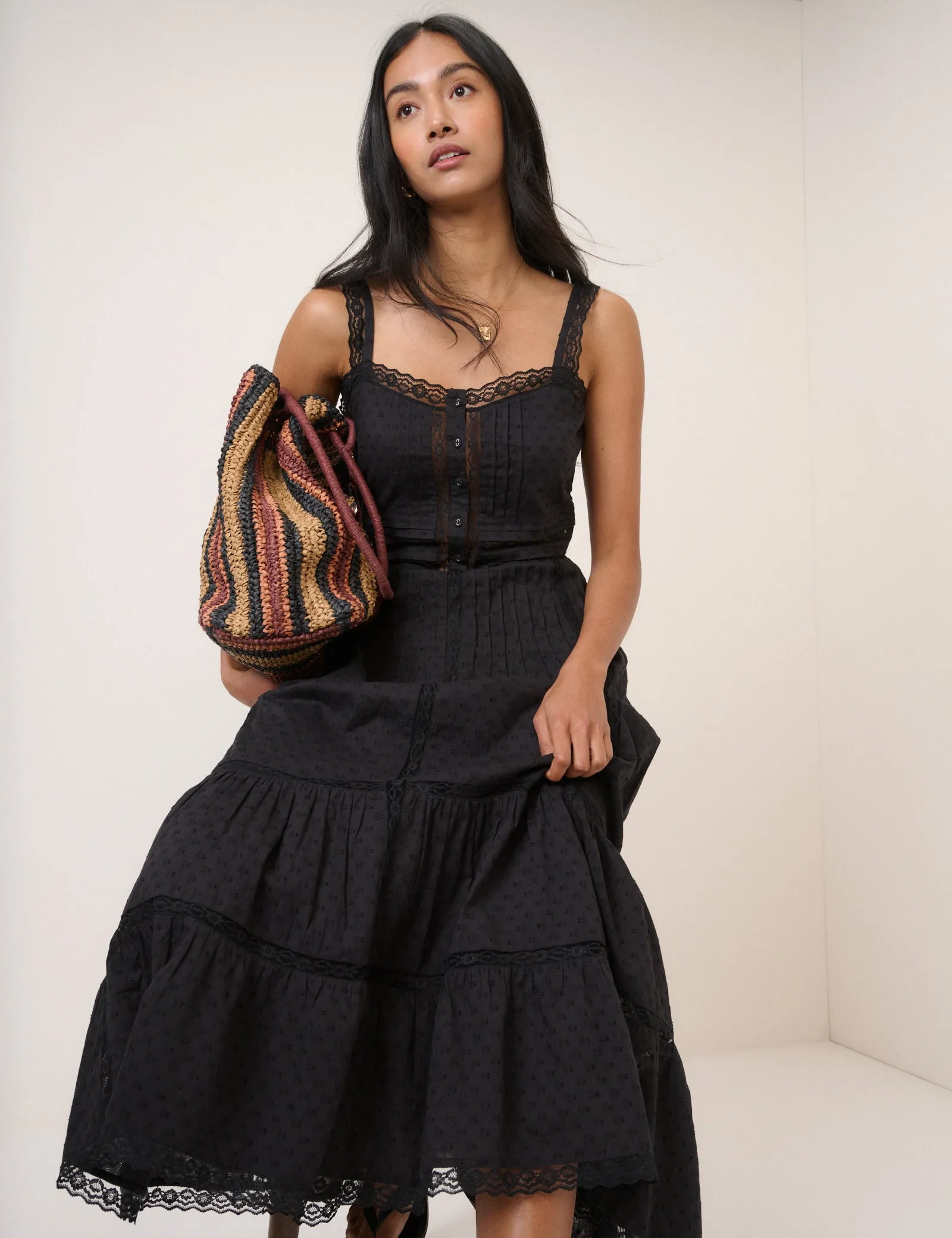 Black Tiered Lennox Midi Dress sold by Nobody's Child product image thumbnail 3