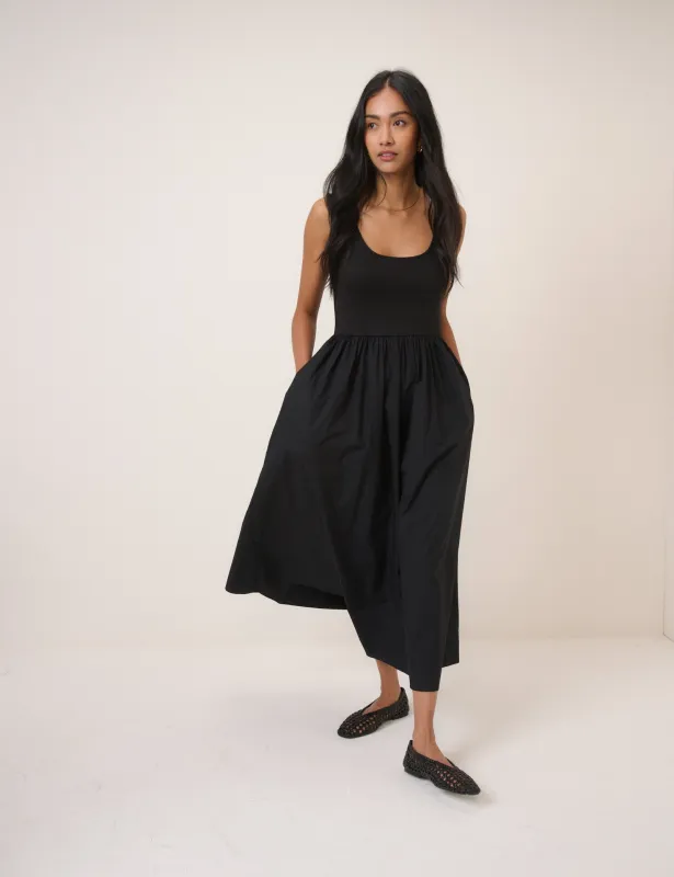 Black Sleeveless Colorado Midi Dress sold by Nobody's Child