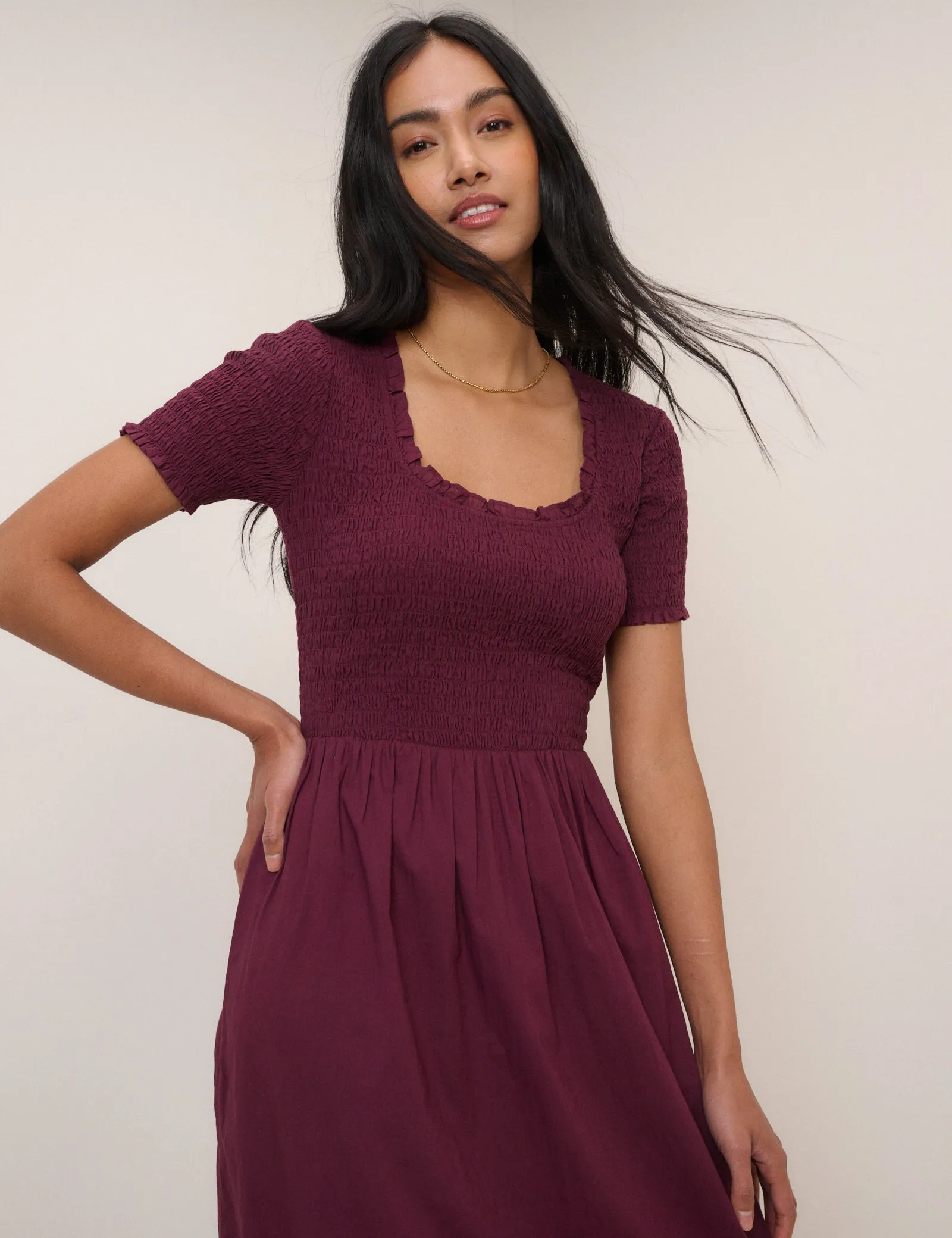 Burgundy Ruched Zita Midi Dress sold by Nobody's Child product image thumbnail 2