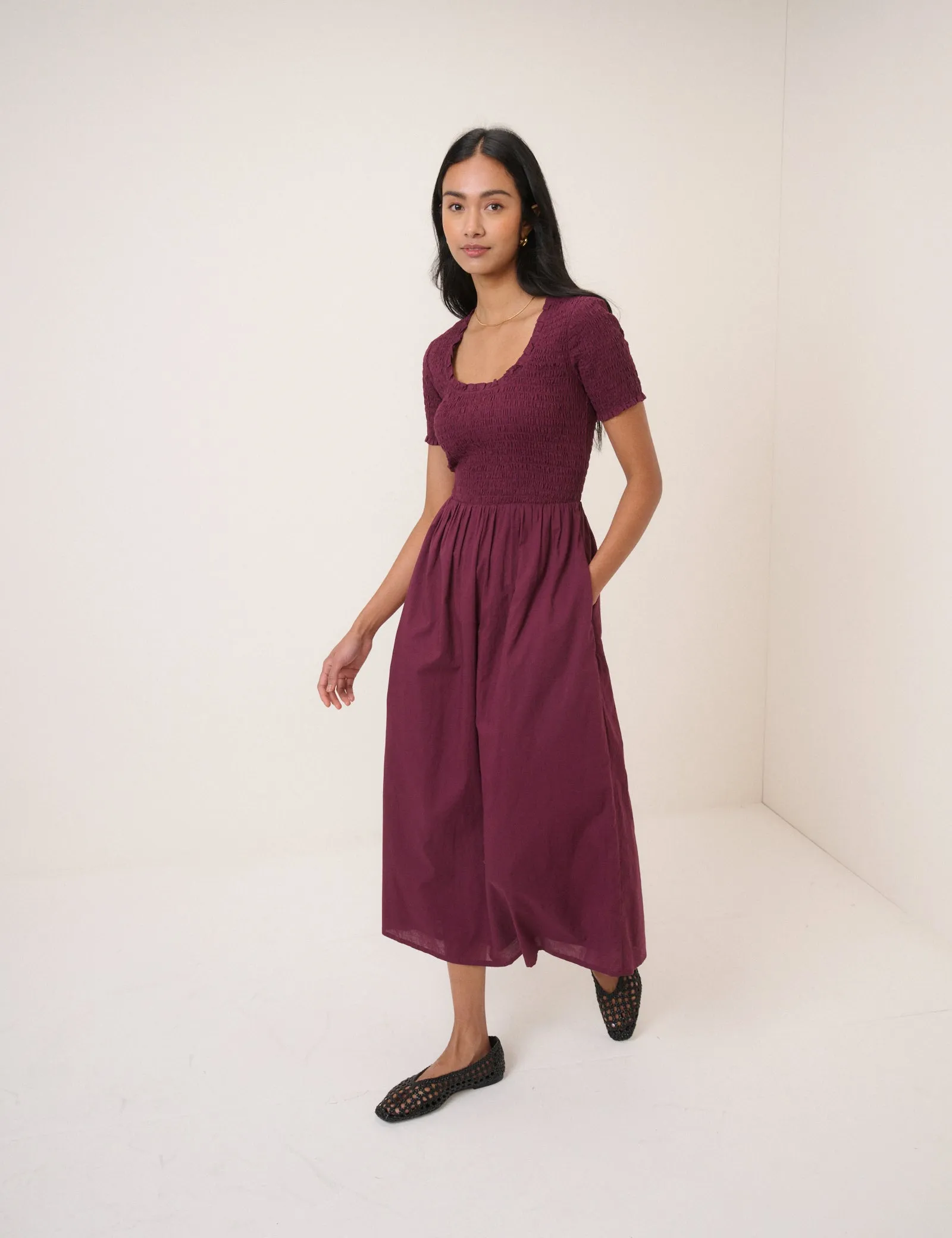 Burgundy Ruched Zita Midi Dress sold by Nobody's Child product image thumbnail 3