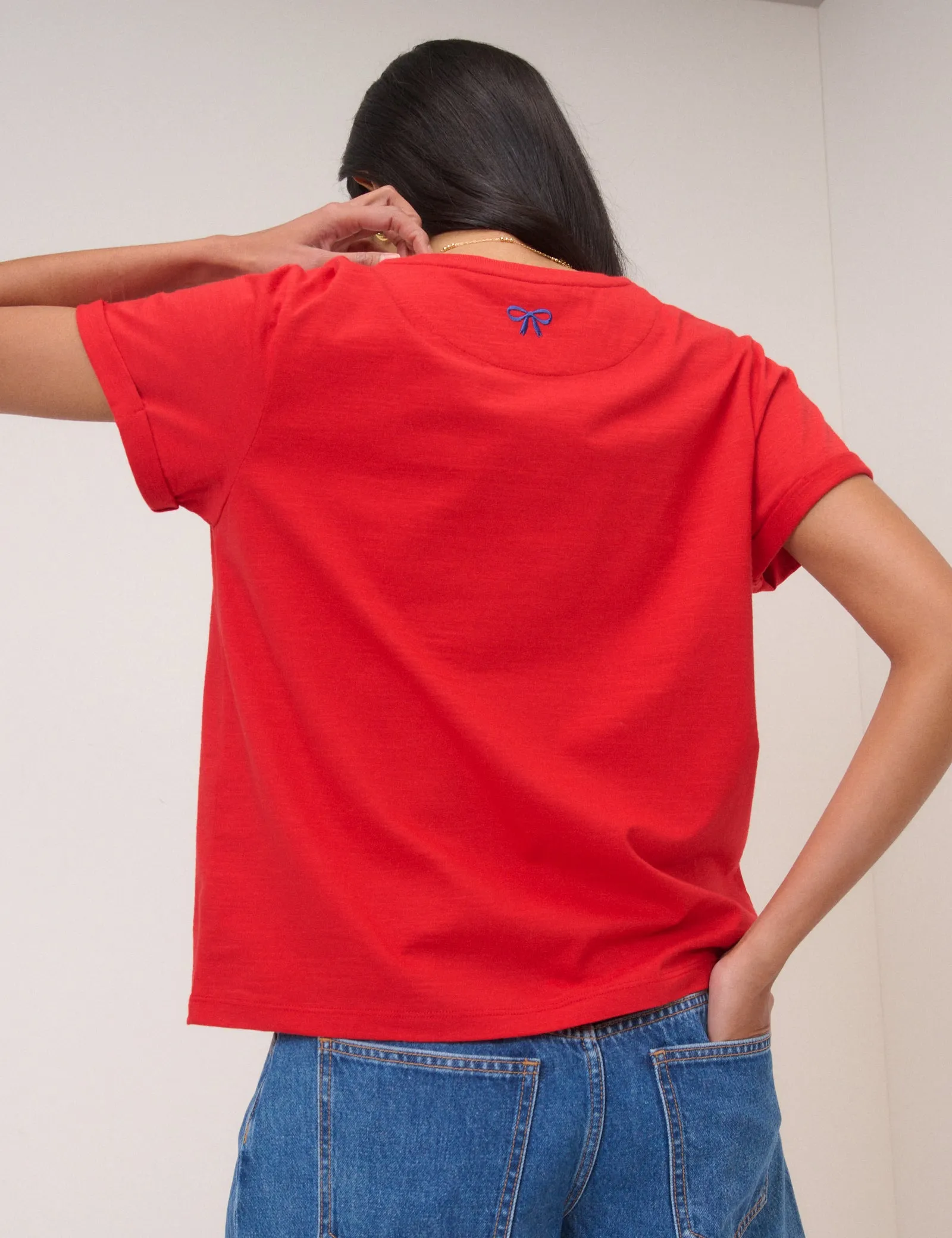 Red Embroidered Pocket T-Shirt sold by Nobody's Child product image thumbnail 5