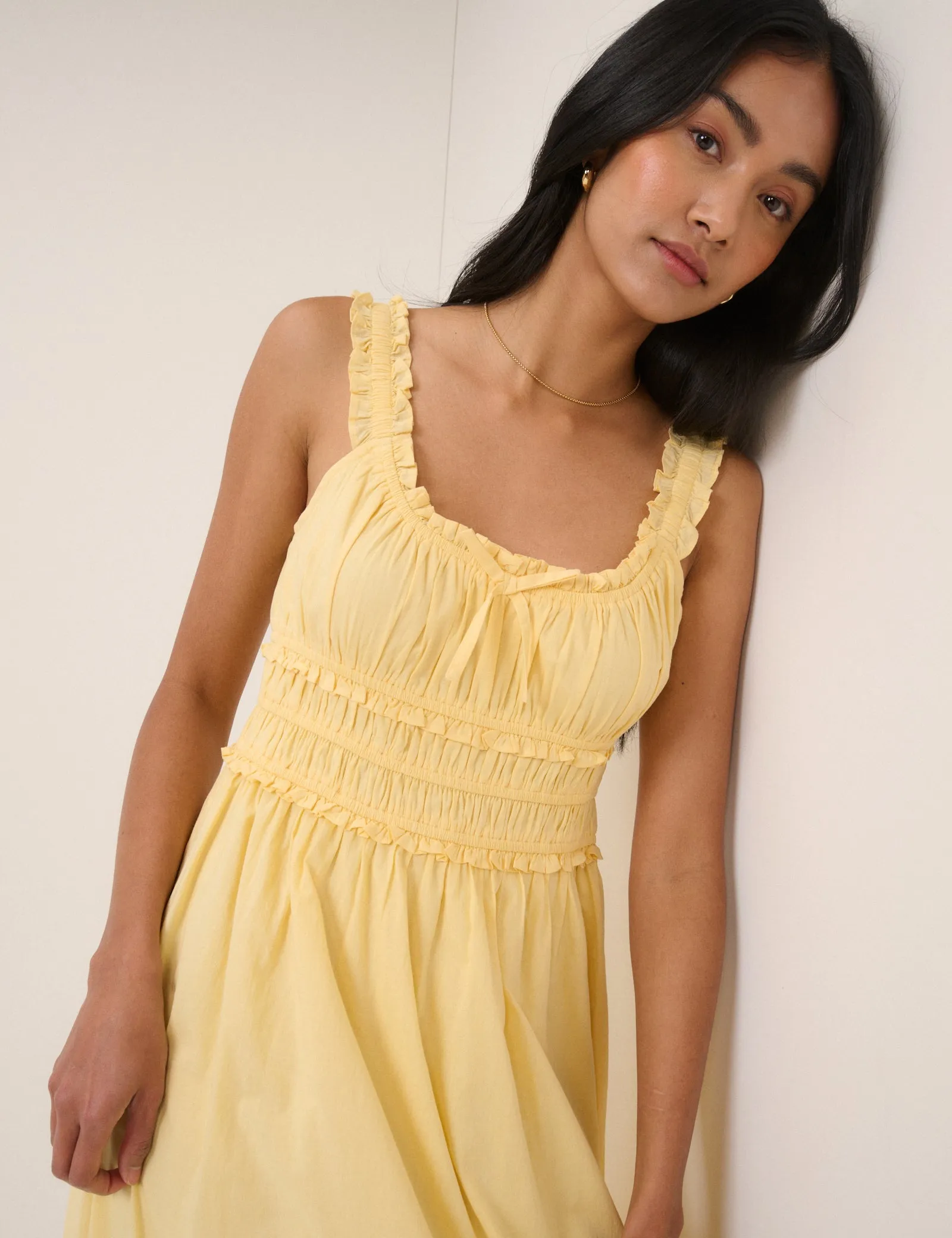 Butter Yellow Sleeveless Ariel Midi Dress sold by Nobody's Child product image thumbnail 4